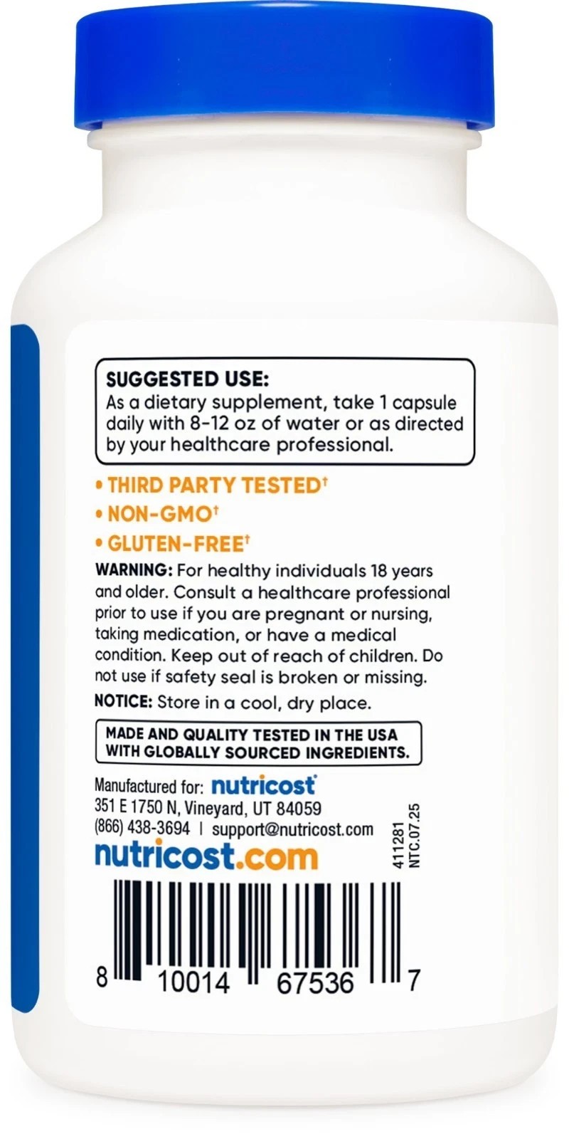 Nutricost N-Acetyl L-Cysteine (NAC) 600mg, 120 Vegan Capsules – Non-GMO
