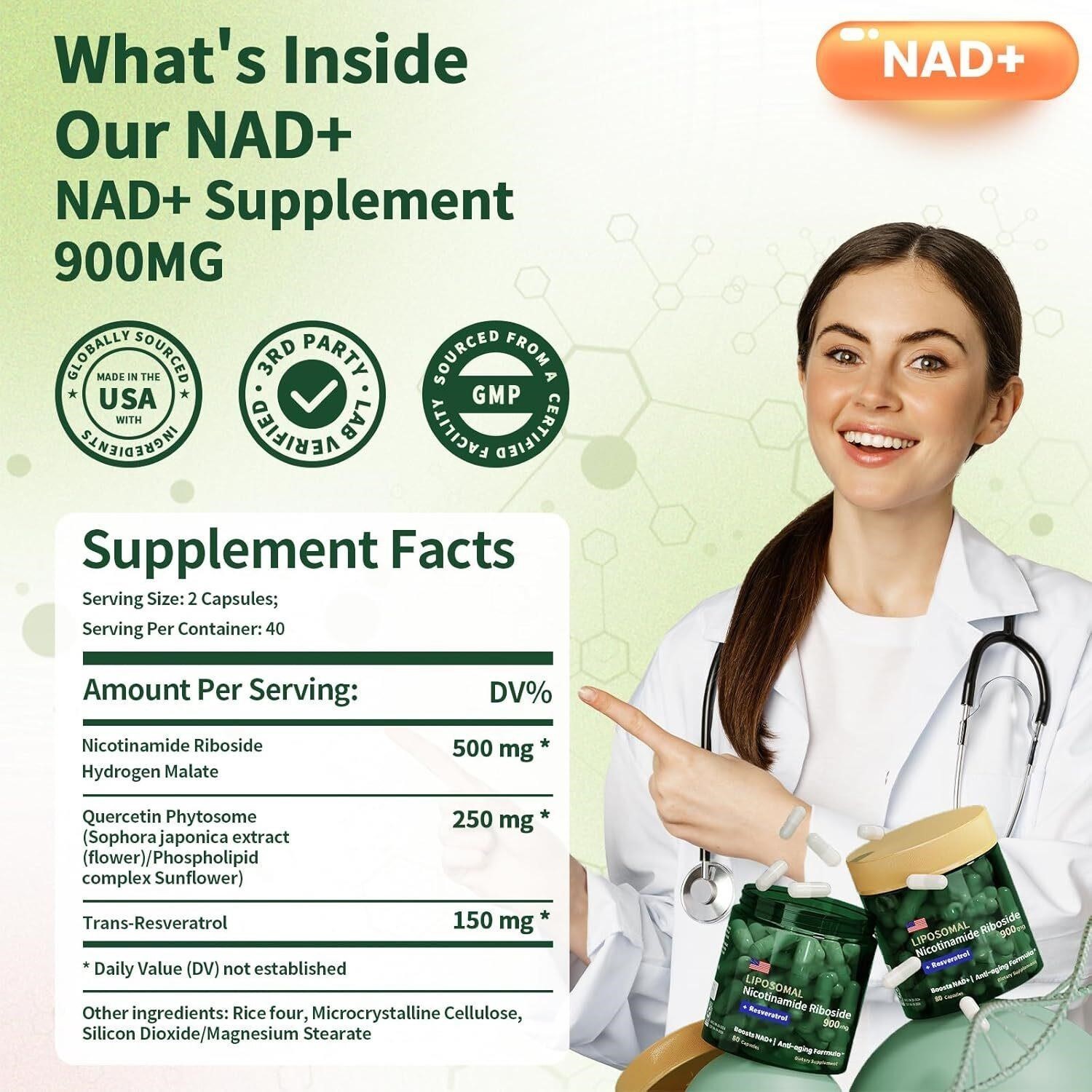 4 pack Liposomal Nicotinamide Riboside Resveratrol 900MG 80 Capsules EXP 1/27