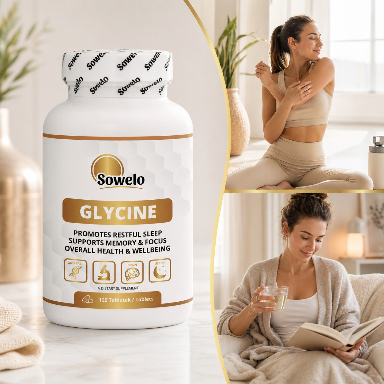 SOWELO GLYCINE 750mg TABLETS FREE FORM AMINO ACID