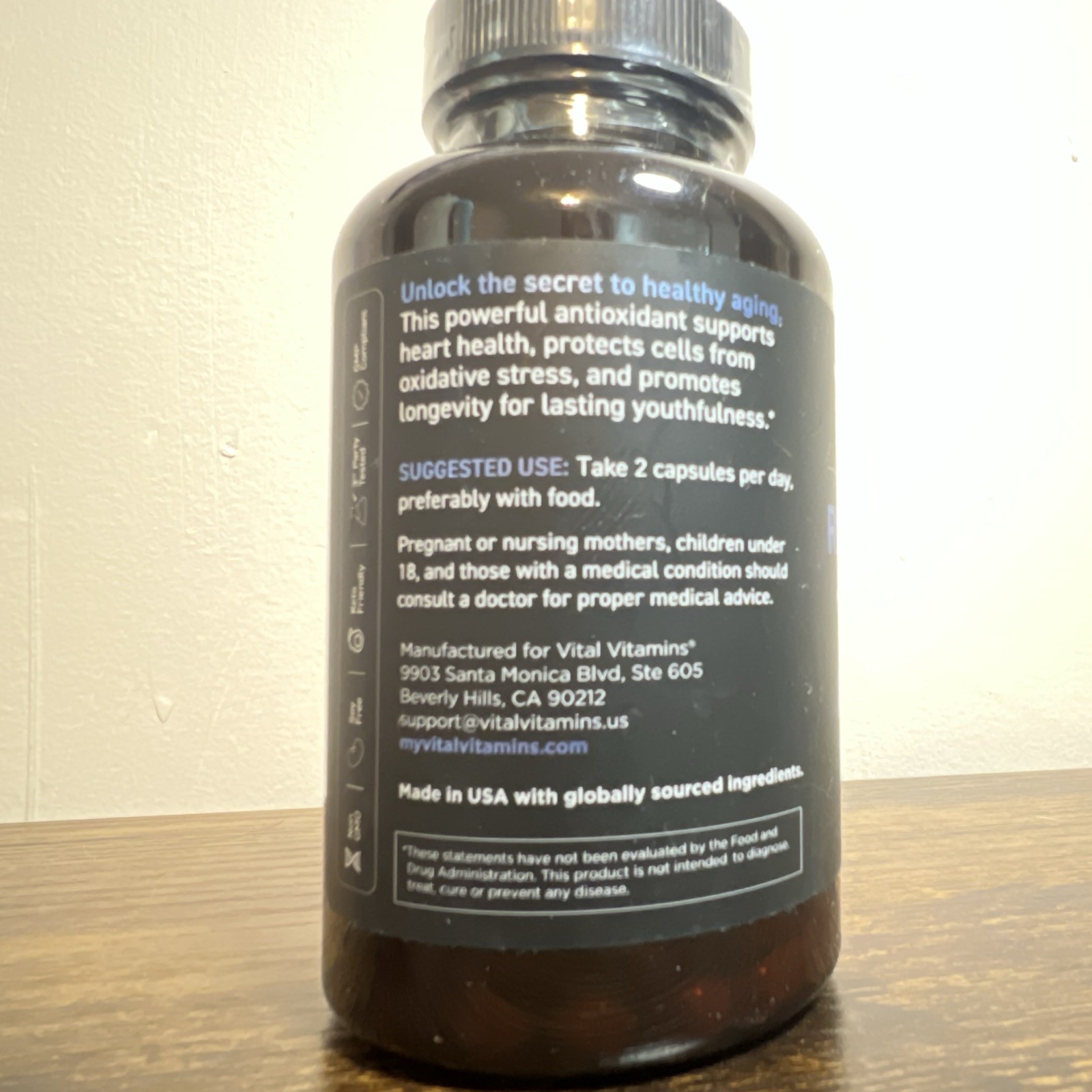 Vital Vitamins Resveratrol 600mg Antioxidant & Heart Health Support 60 Capsules