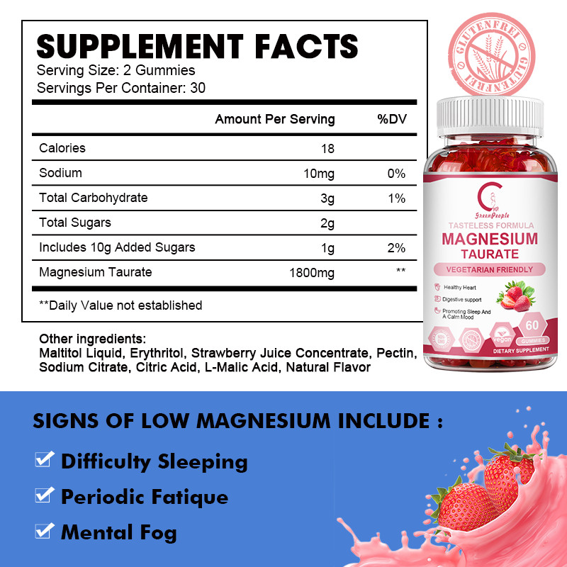 Magnesium Taurate 1800MG Stress Support ,Improve Sleep Quality,Calm Mood 60Pcs