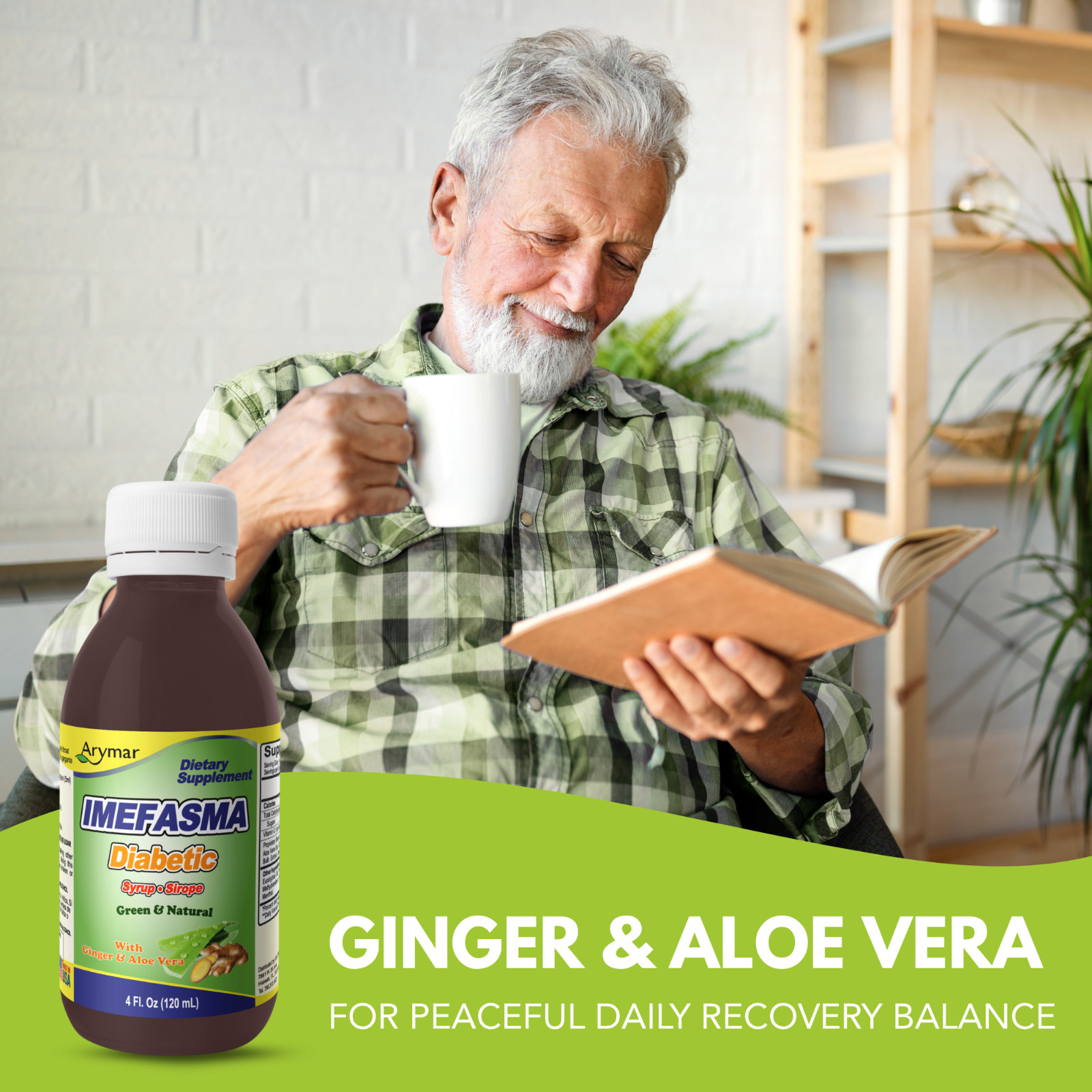 Arymar Imefasma Diabetic Ginger & Aloe Vera Syrup 4oz – Sugar-Free Relief