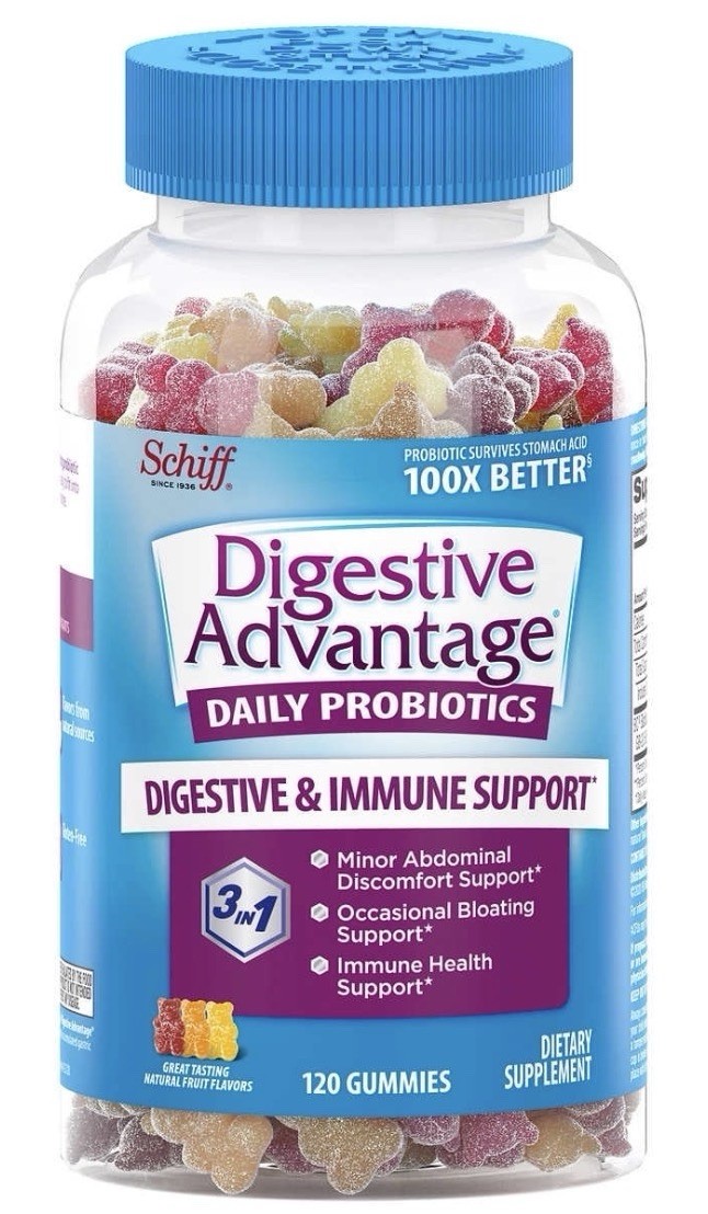 Schiff Digestive Advantage Probiotic Gummies 120 Count 1 Billion CFU Vitamin D..