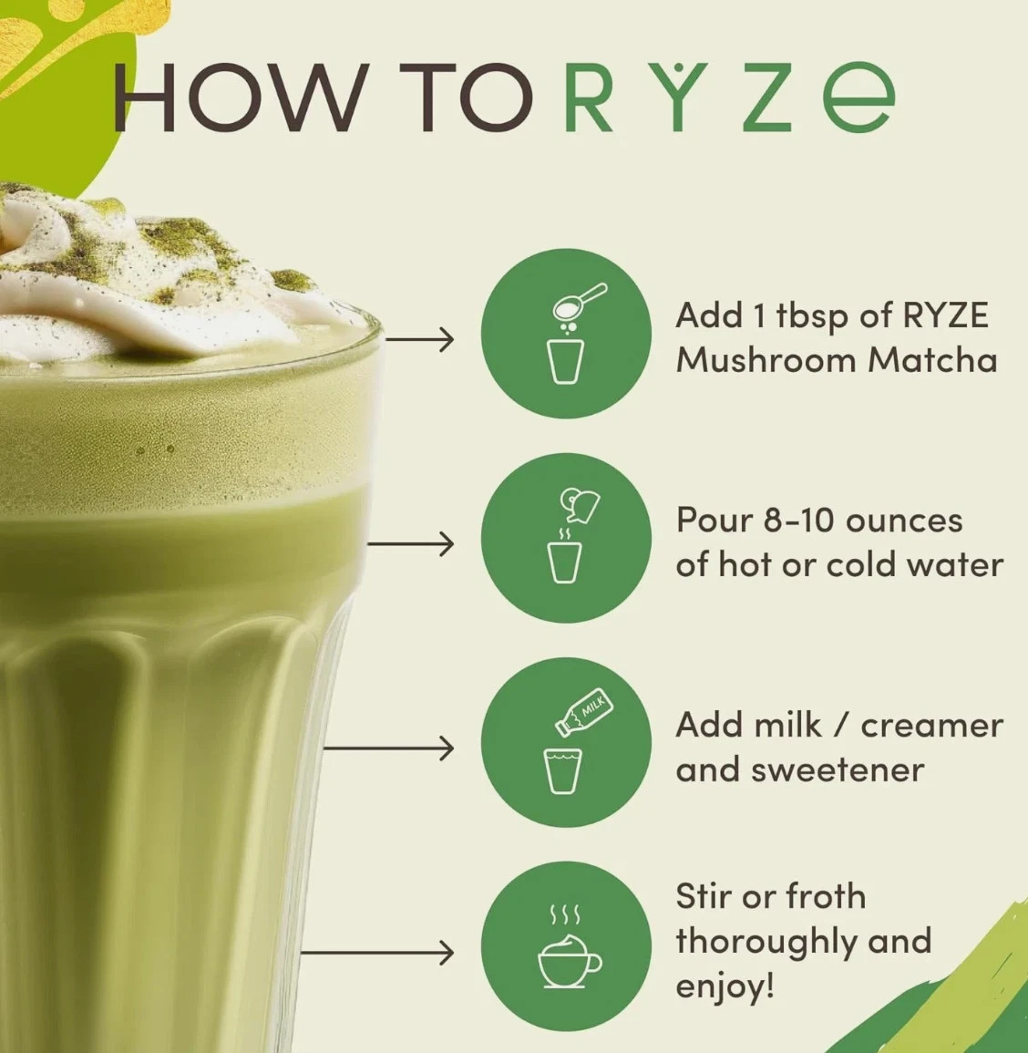 Ryze Organic Mushroom Matcha – 30 Servings Sealed Exp 6/17/27
