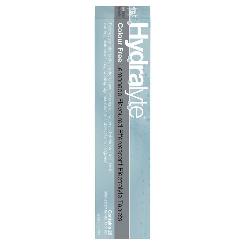 Hydralyte Color Free Lemonade Flavored Effervescent Electrolyte 20 Tablets