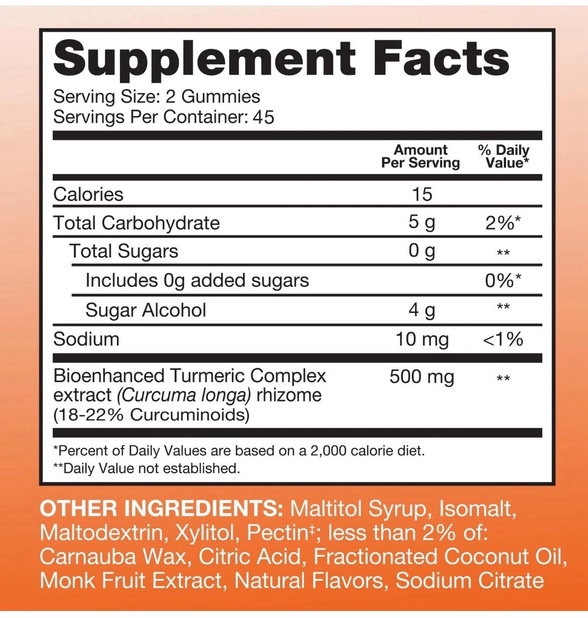 Qunol Zero Sugar Turmeric Gummies, Gummy 500mg 120 Count (Pack of 1) Exp 12/26