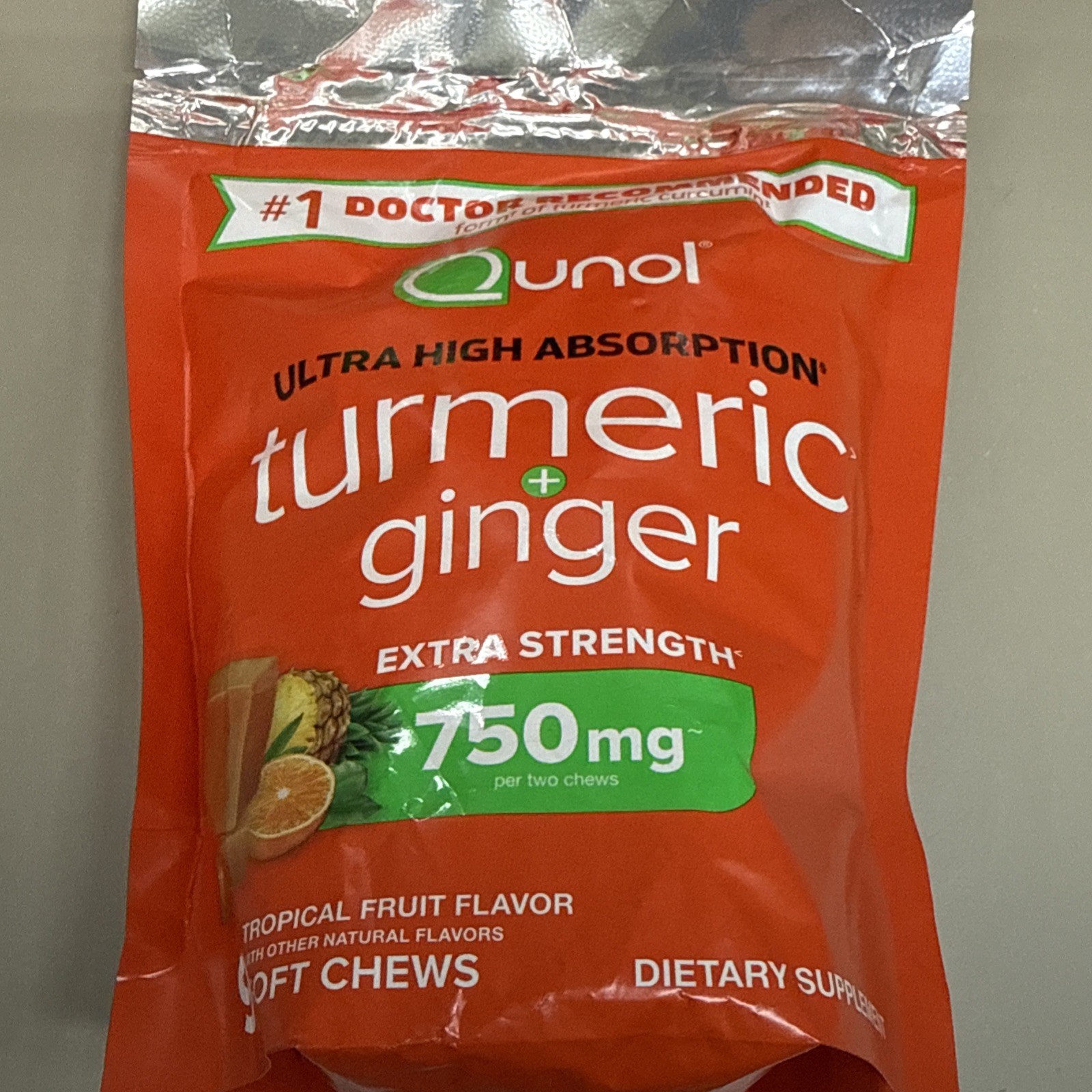 3 packs Qunol Turmeric + Ginger 750 mg Fruit Flavor 90 Soft Chews Exp 07/13/2026
