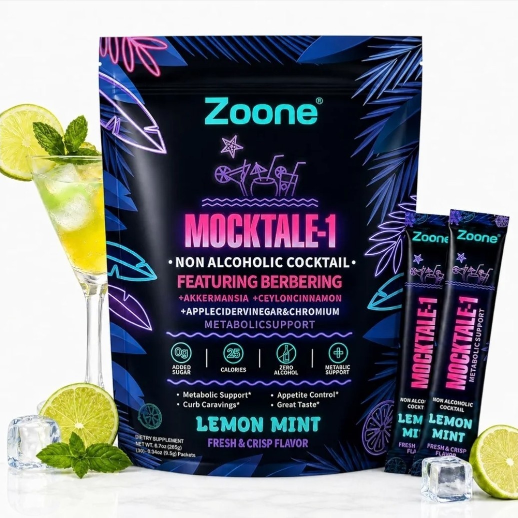 Zoone Lemon Mint Powder 30 Packets Zero Alcohol No Added Sugar Exp 04/2028