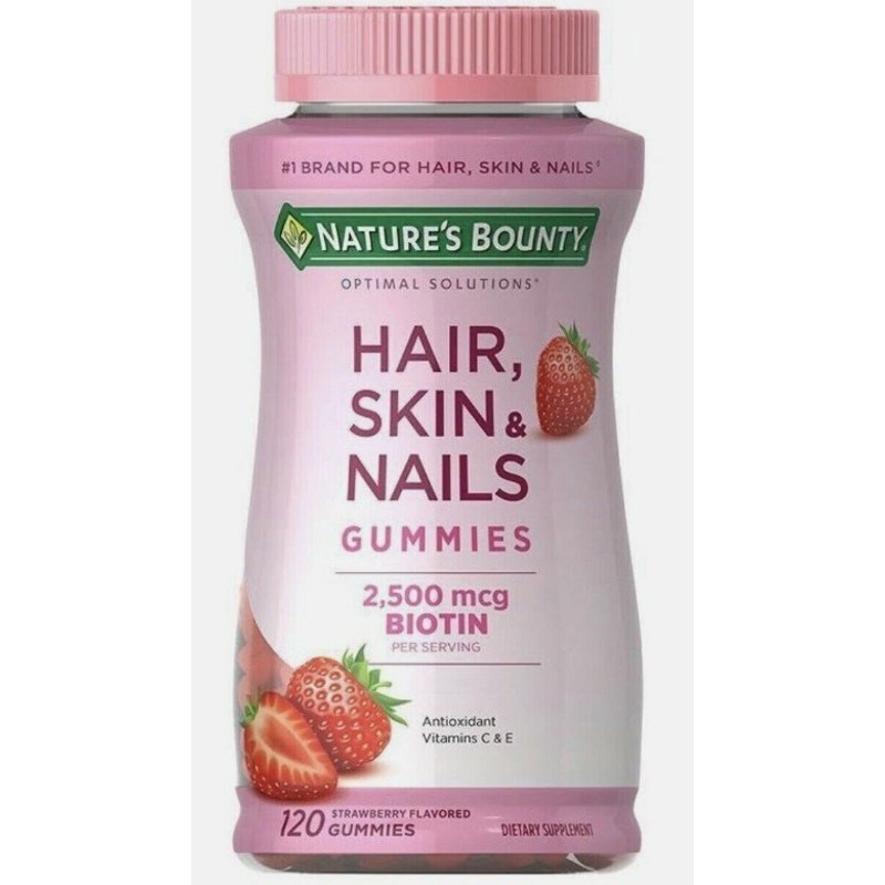 Nature’s Bounty Optimal Solutions Hair Skin & Nails Gummies 2500 mcg Biotin
