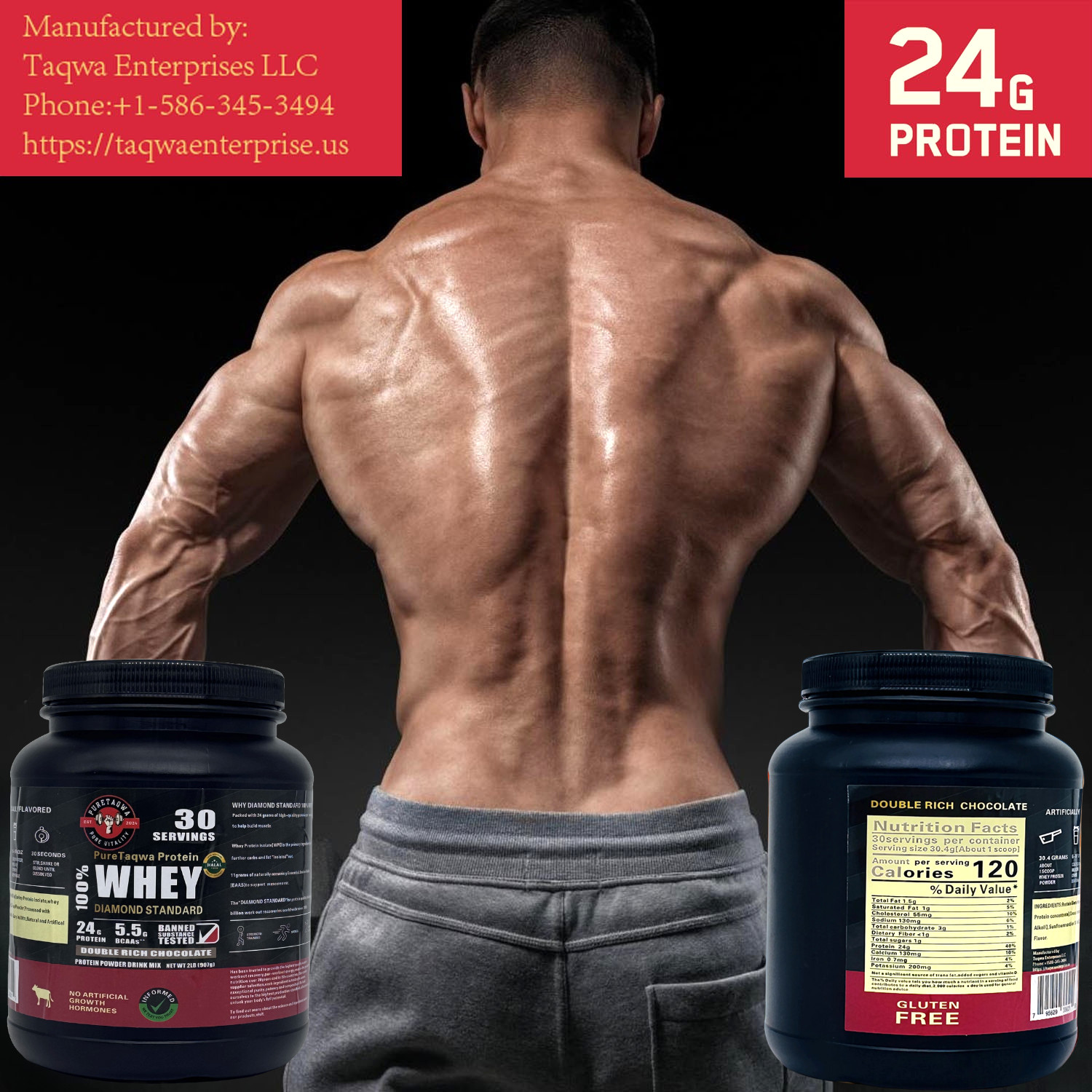 PureTaqwa-Diamond Standard 100% Whey Protein Powder-Double Rich Chocolate Flavor