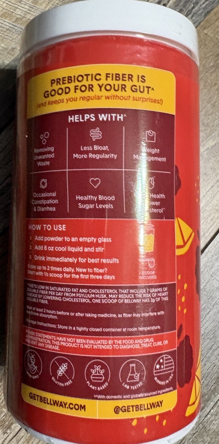 Bellway Super Fiber + Fruit Psyllium Husk Raspberry Lemon 18 oz NEW/SEALED