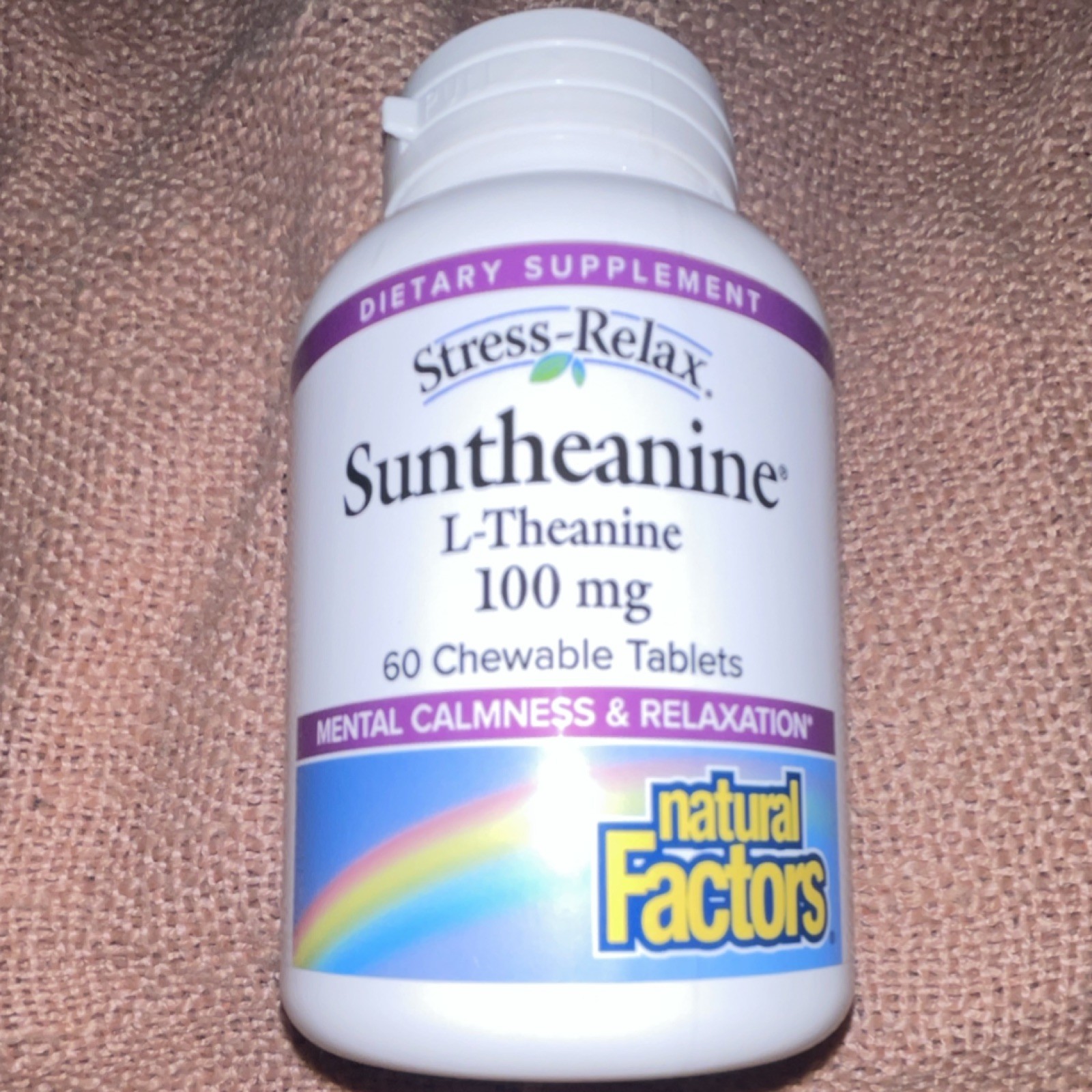 Natural Factors Stress-Relax Suntheanine L-Theanine 100mg 60 Chewable Non-GMO