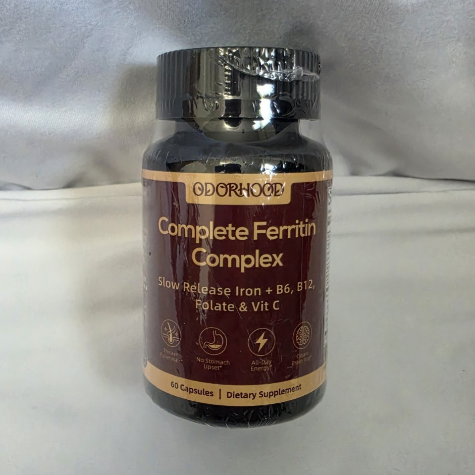 ODORHOOD Slow Release Iron Supplement 60 Capsules w/ B6 B12 Folate C 026