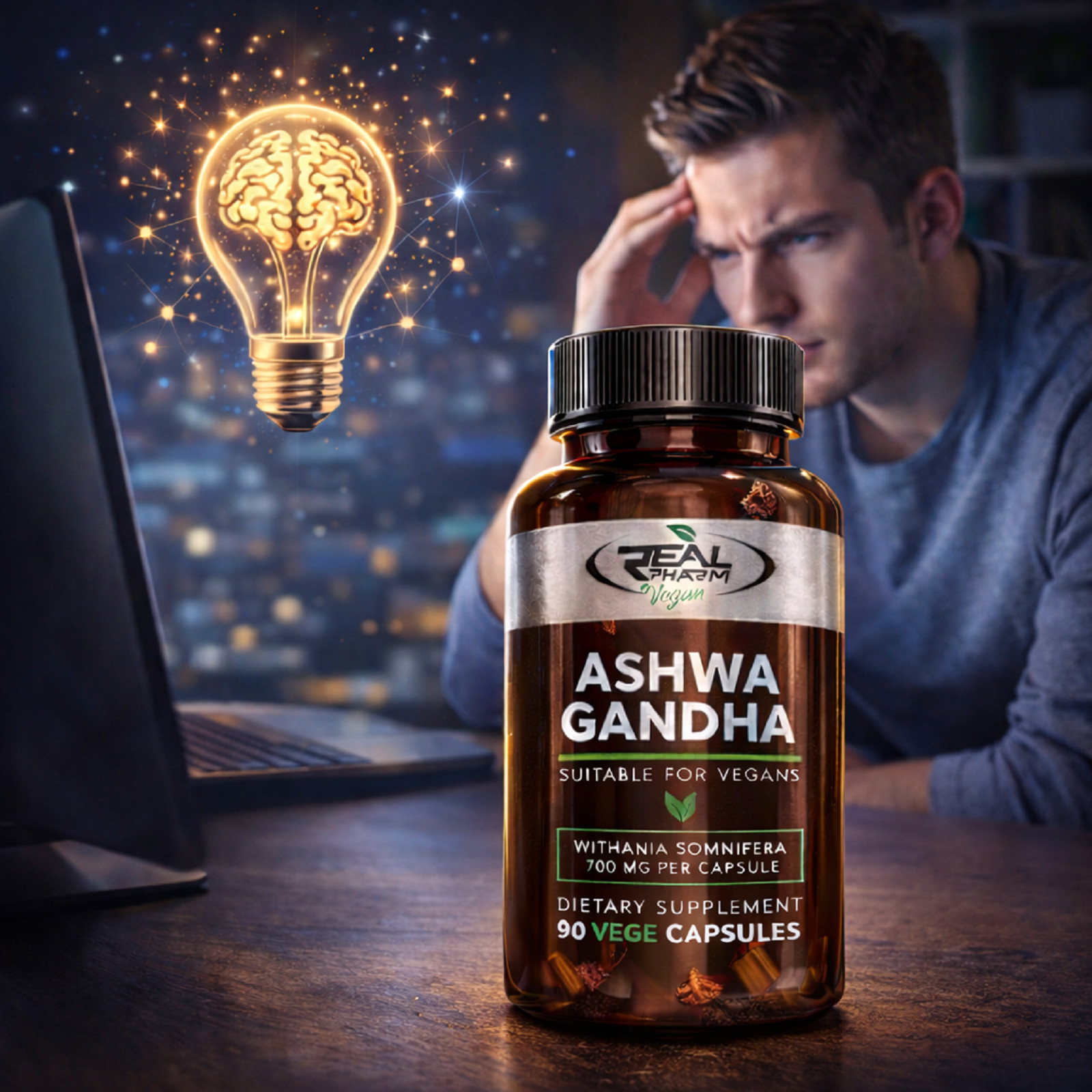 ASHWAGANDHA – 90-180 Vege Capsules – 700mg -Energy Hormone Balance Stress Relief