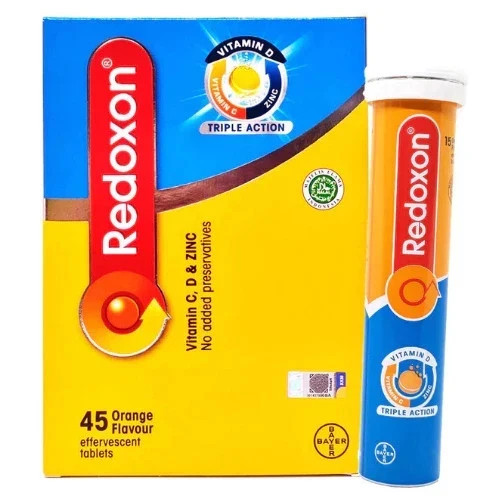 Redoxon Triple Action Effervescent Vitamin C D3 Zinc Orange Tablets 45s