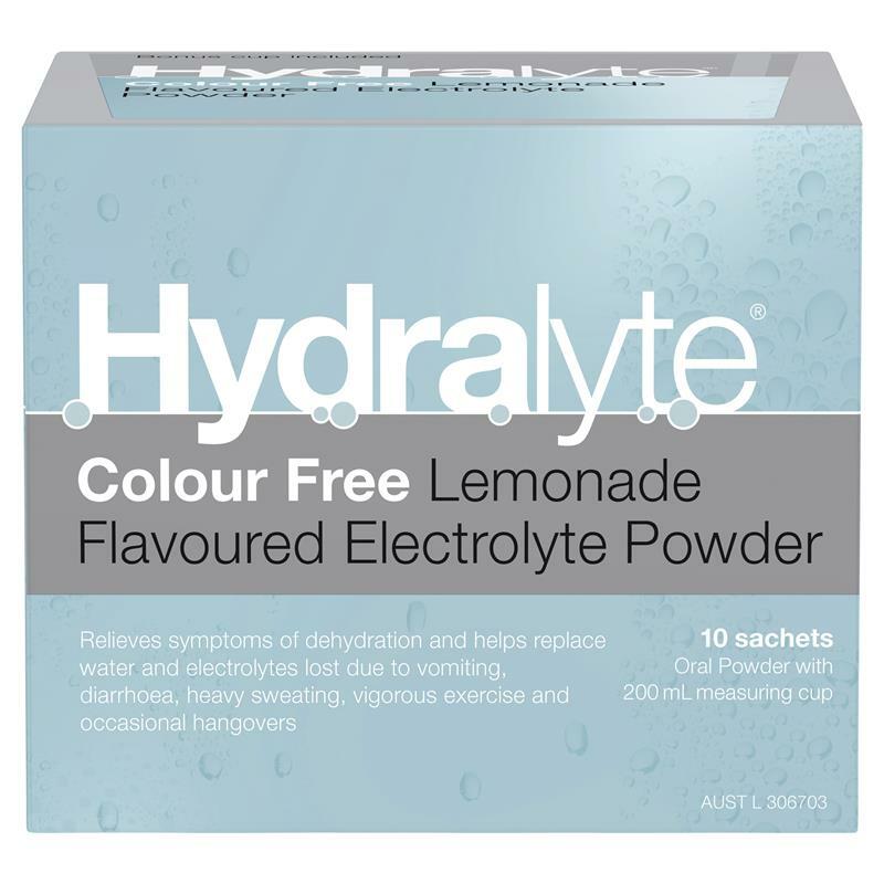 Hydralyte Colour Free Lemonade Flavoured Electrolyte Powder 4.9g x 10 Sachets