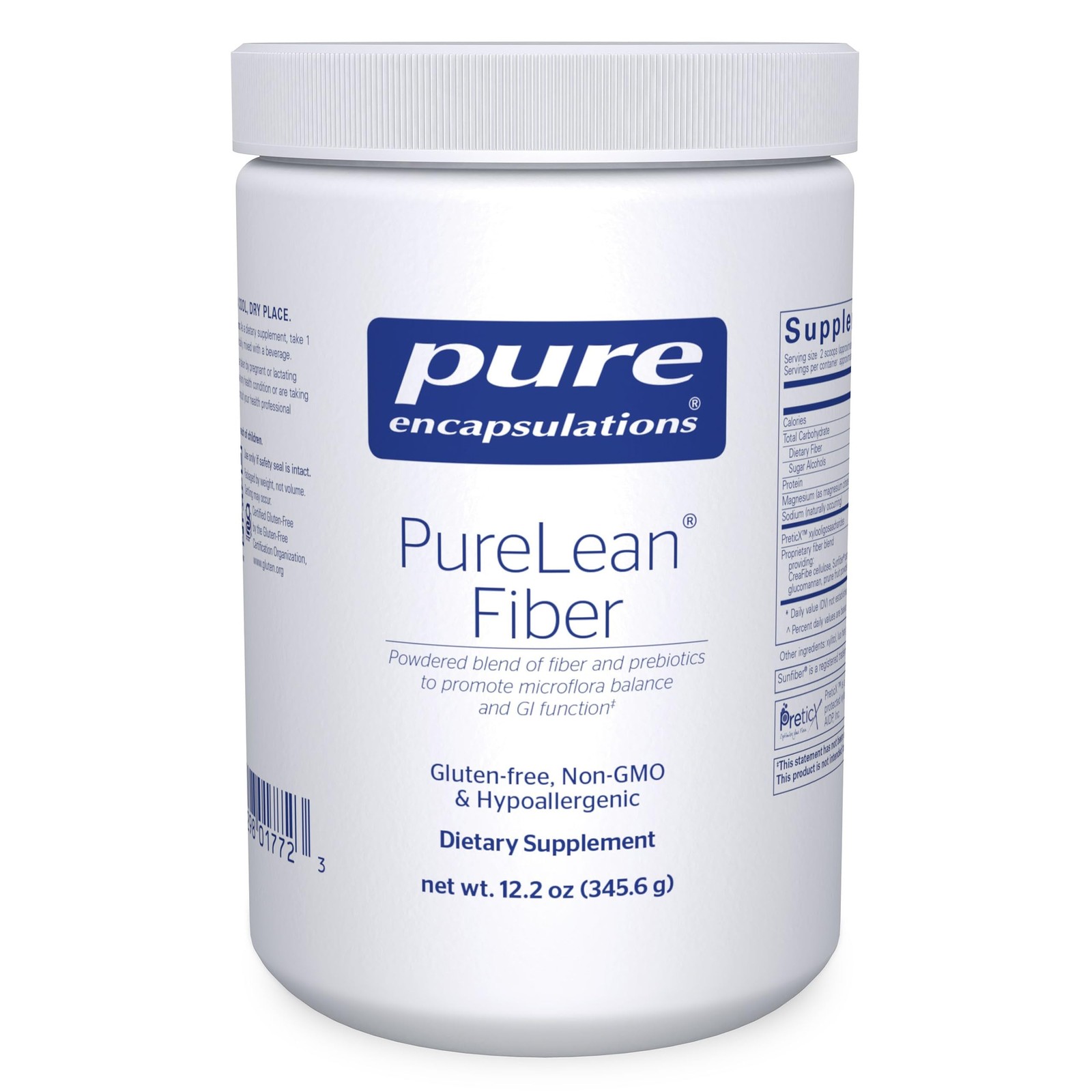 Pure Encapsulations PureLean Fiber Powder 12.2oz Probiotics Soluble Insoluble