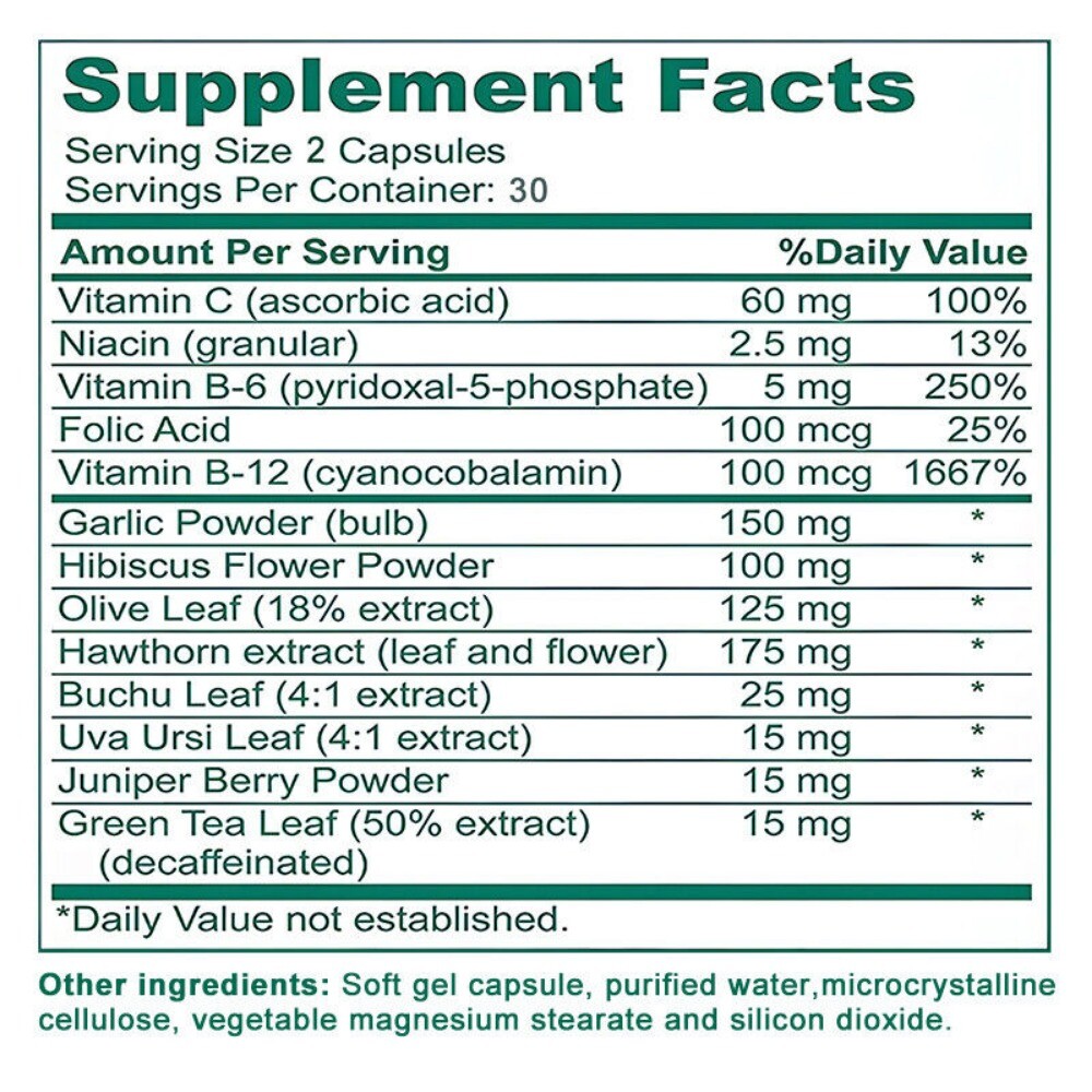 Blood Pressure Support, High BP Supplement with 13 Vitamins & Herbs – 60 Capsule