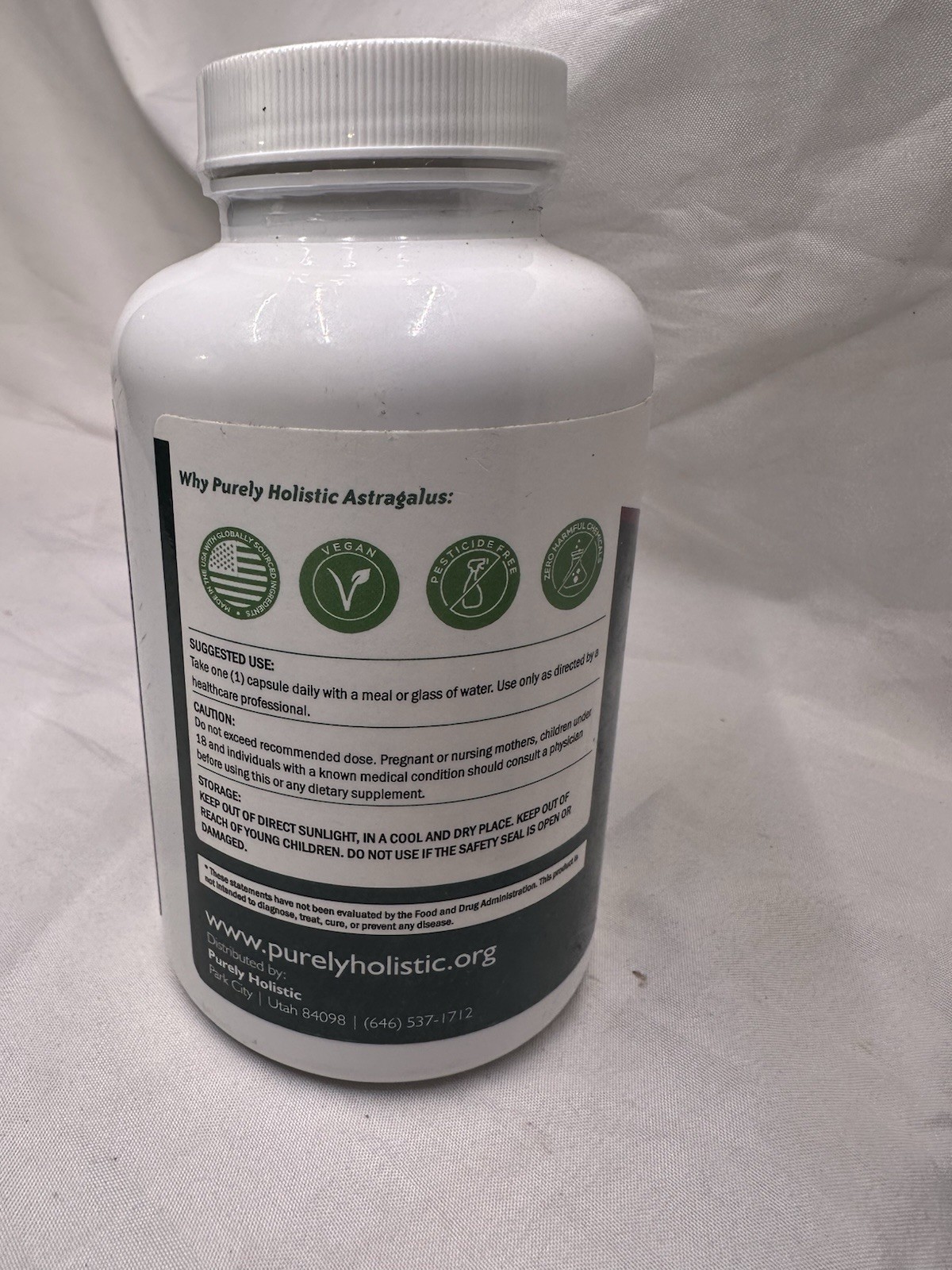 Purely Holistic Astragalus – Extra Strength – 5000 mg – 250 capsules – Exp 12/26