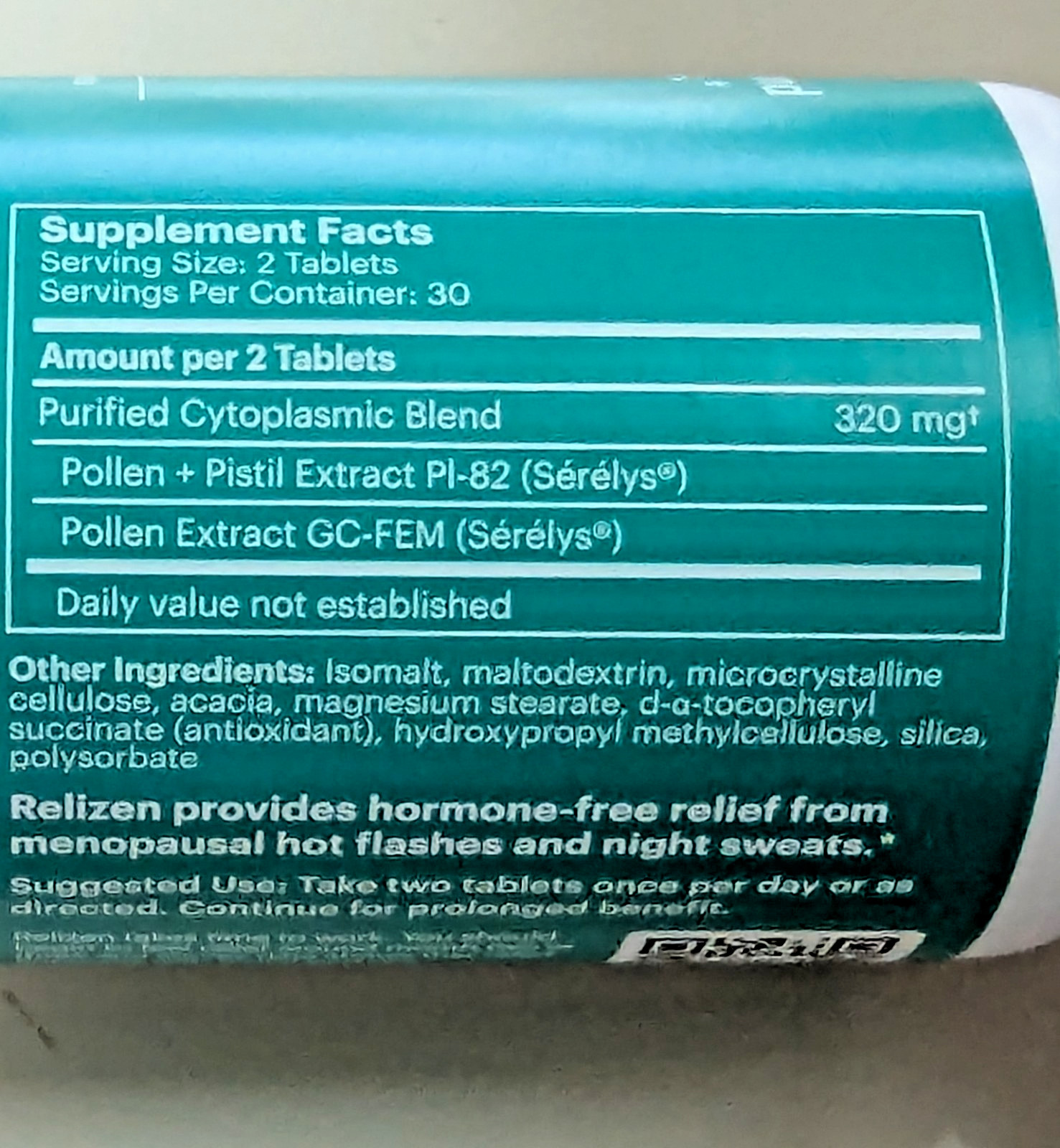 6 RELIZEN BONAFIDE Relief From Hot Flashes & Night Sweats 360 Tablets Total 8/26