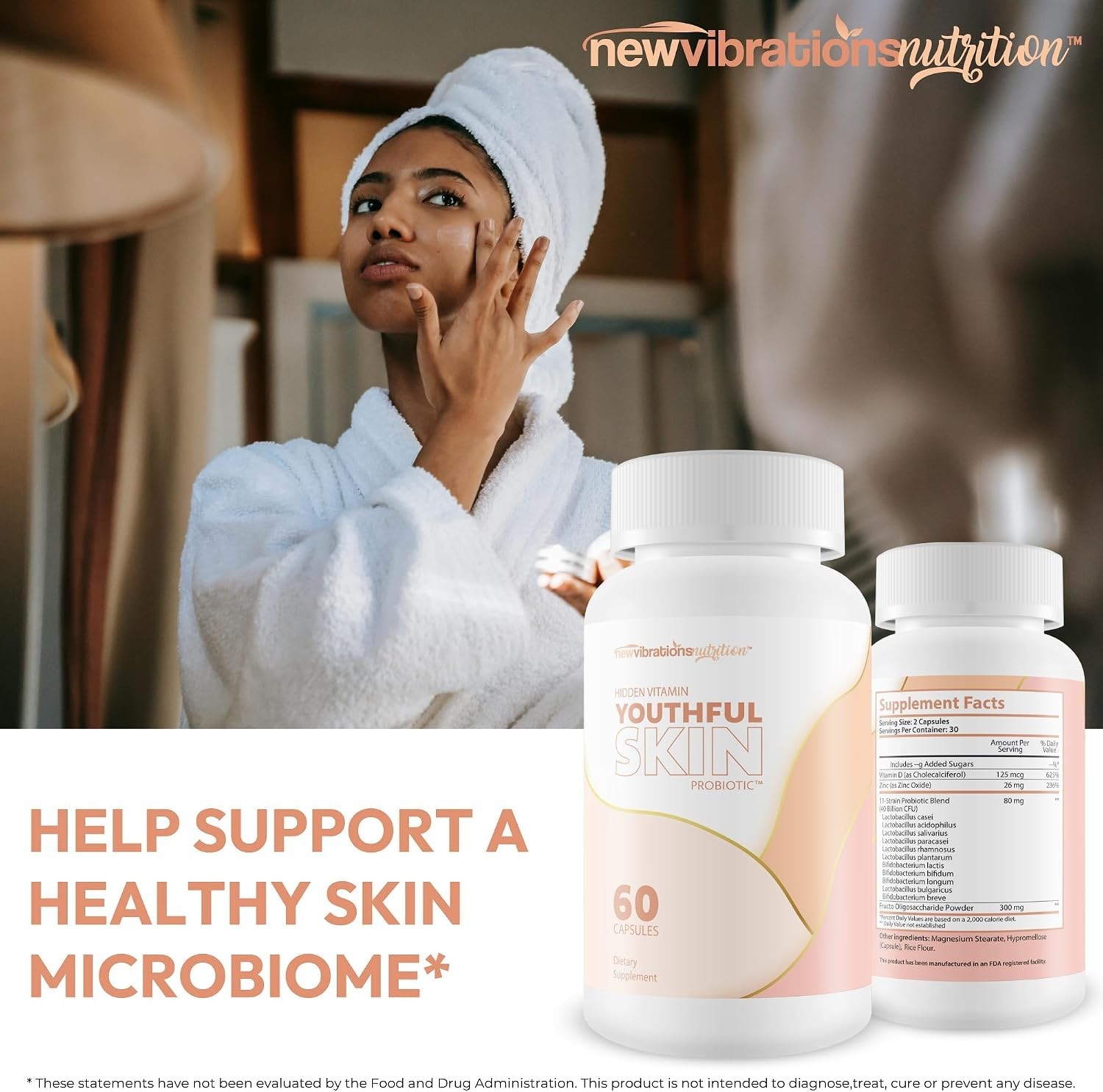 YOUTHFUL SKIN PROBIOTIC – ANTI SGING SKIN PROBIOTICS FOR WOMEN & MEN, VITAMIN D
