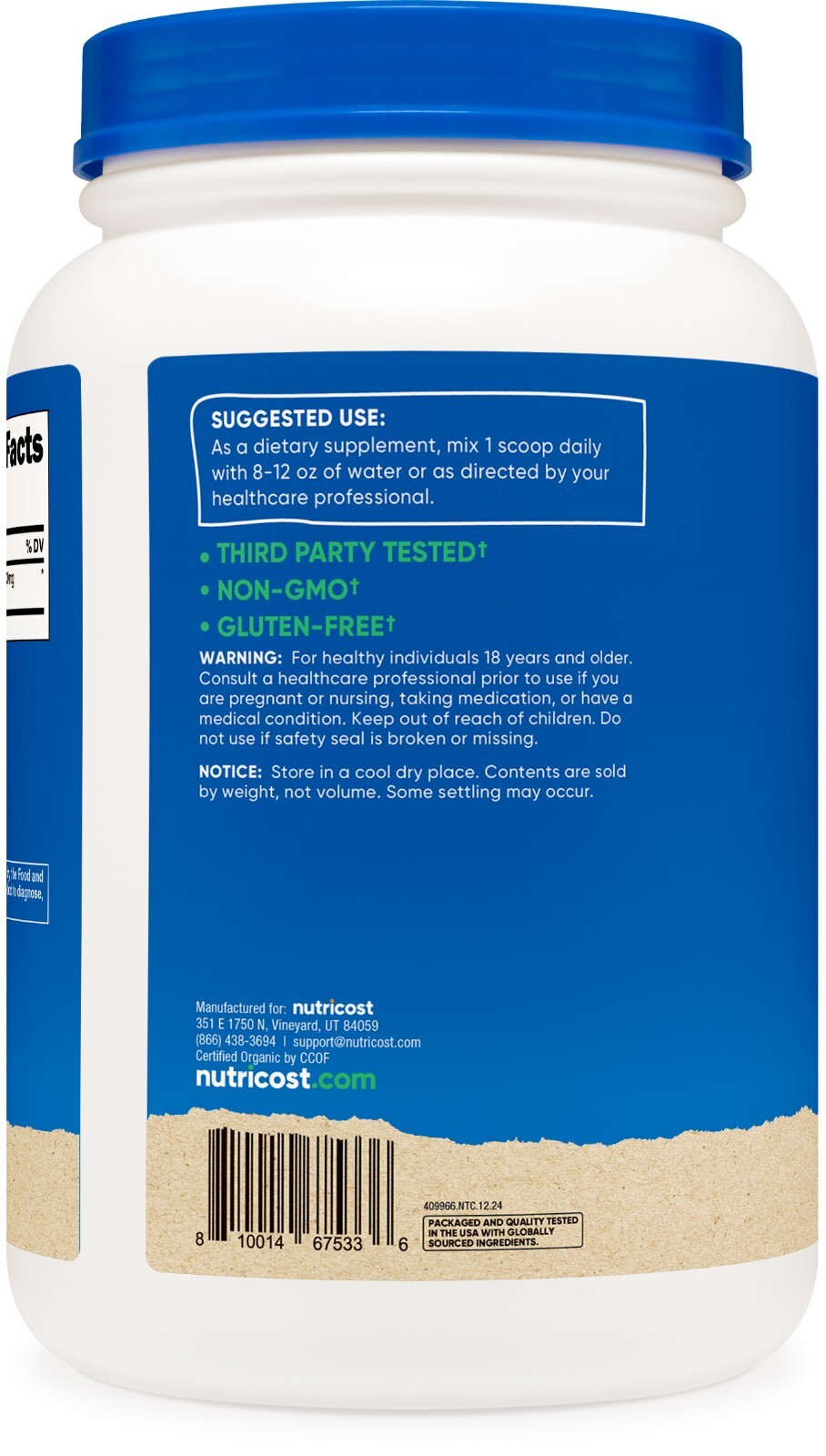 Nutricost Organic Spirulina Powder 2 Pounds – Pure, Certified Organic Spirulina