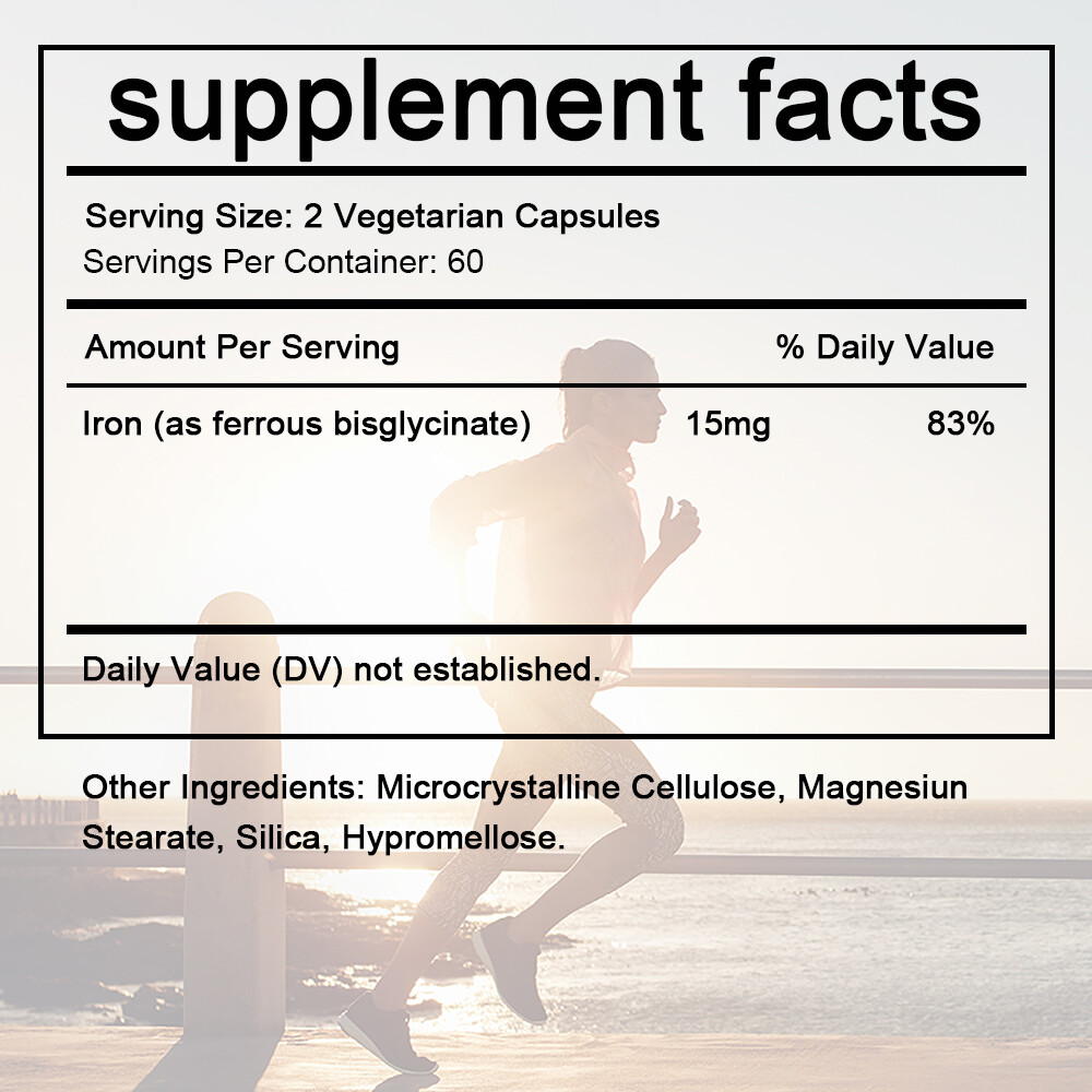 Iron 15mg Supplement – Chelated Gentler on Stomach Non Constipating