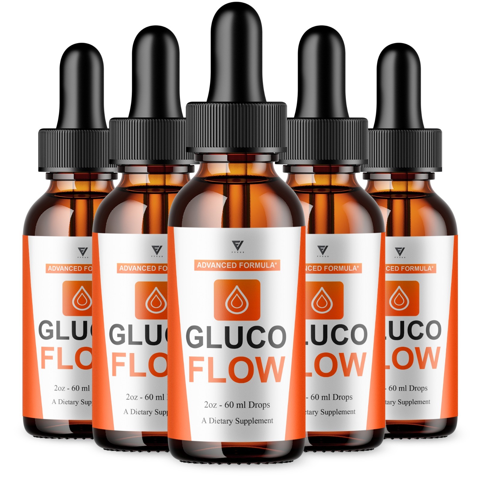 (5 Pack) Gluco Flow Drops, GlucoFlow Blood Support Max Strength Formula (10oz)