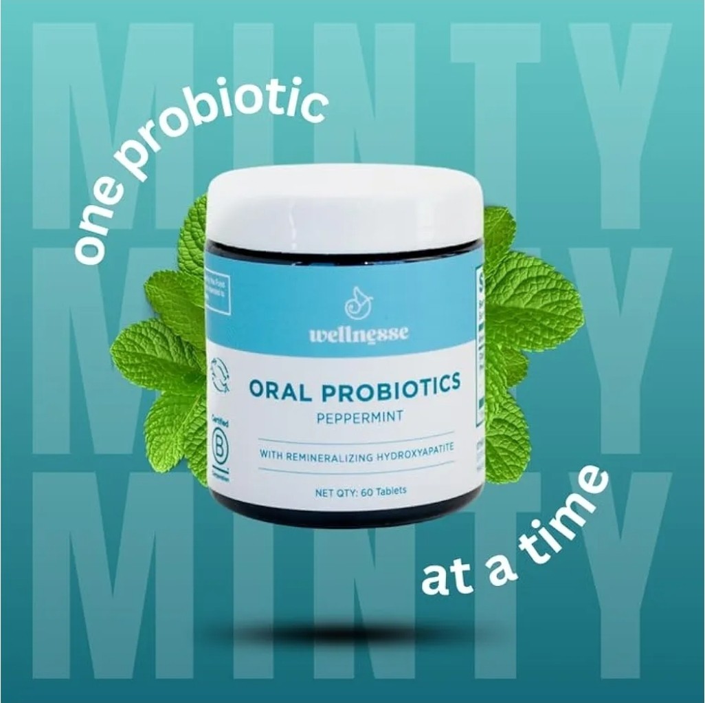 (2 Pack) Wellnesse Oral Probiotic Mints With Hydoxyapatite Peppermint Bad Breath