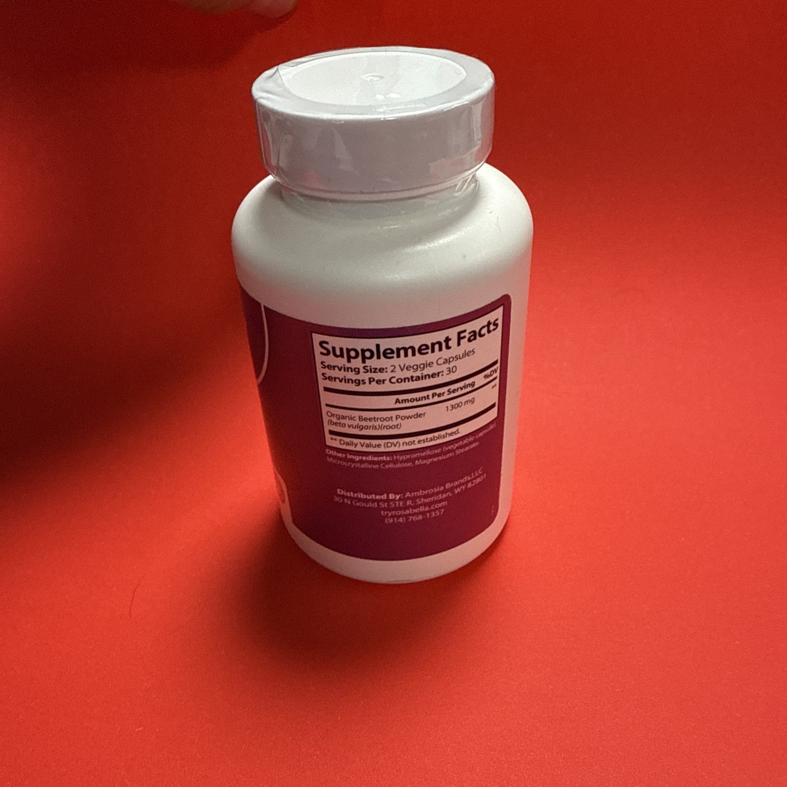 Rosabelle Beetroot 1300mg Organic GMP Certified 60 Capsules Dietary Supplement