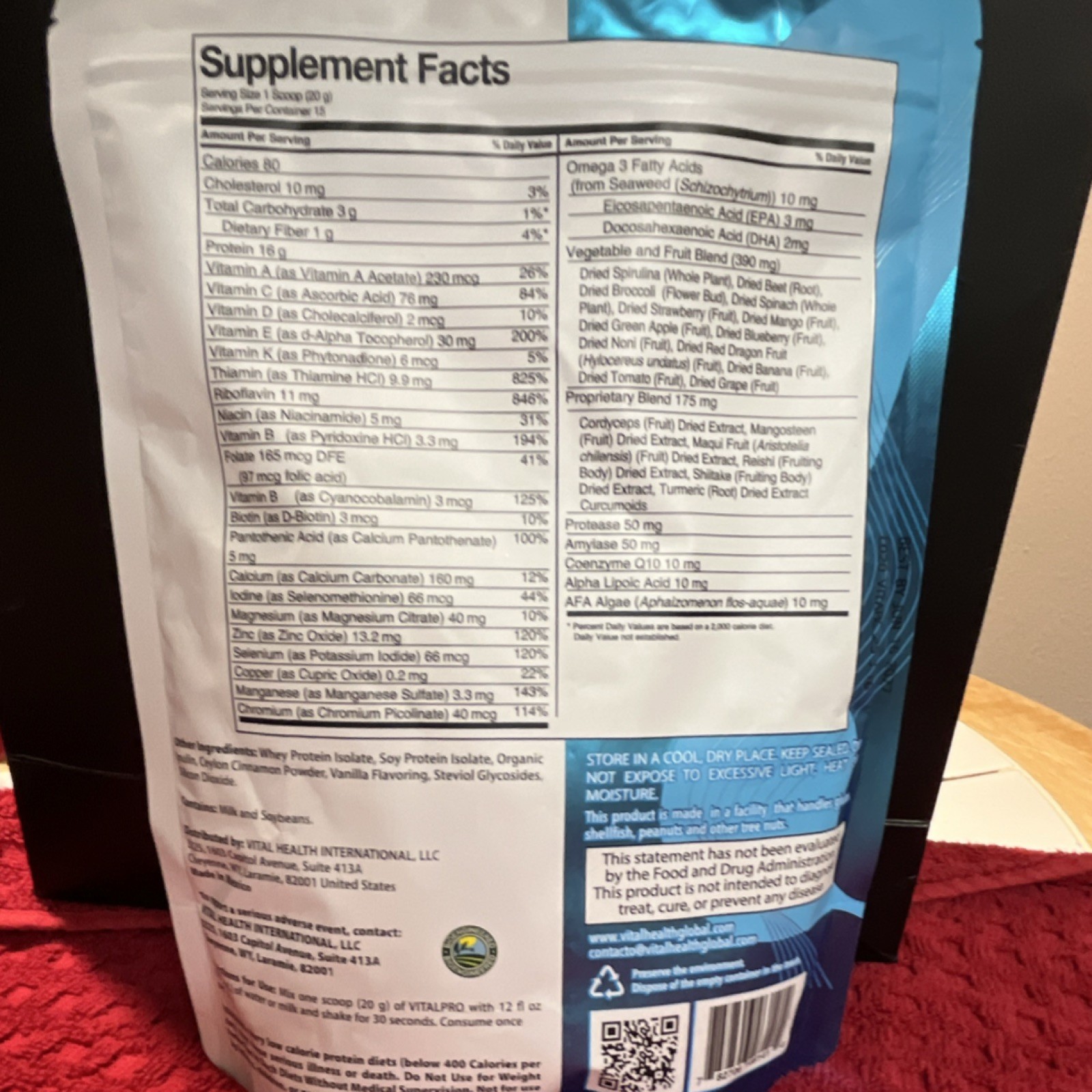 VitalHealth Powdered Vanilla Supplement 10.6 oz Keto-Friendly No Sugar Added