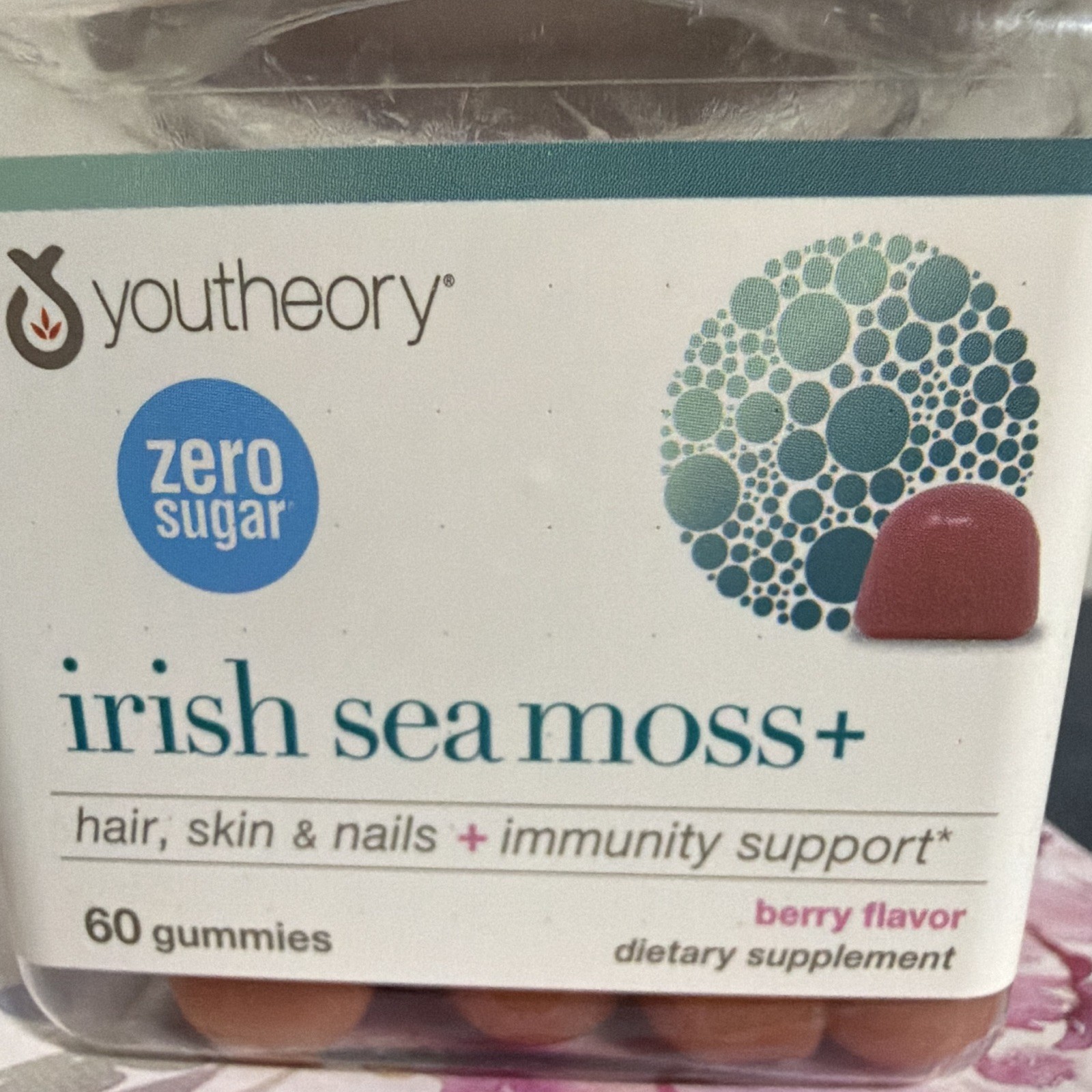 Youtheory Irish Sea Moss+ Gummies 60ct Sugar-Free Berry Exp 07/2027