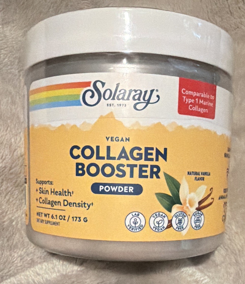 Solaray Vegan Collagen Booster Powder Skin Health Gluten-Free Sugar-Free 6.1 oz