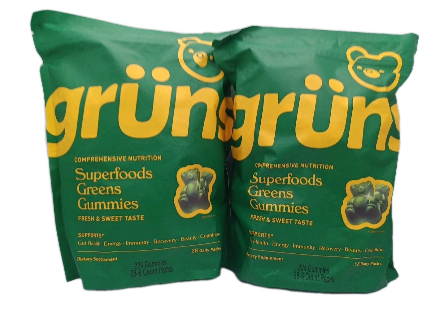 NEW Grüns Superfoods Greens Gummies 224 Vegan Gut Health Energy Immunity 06/27