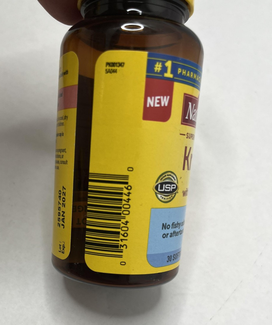 Nature Made LOT/3 Krill Oil 500mg 30 Softgels Exp 1/27 Omega-3 Heart Health