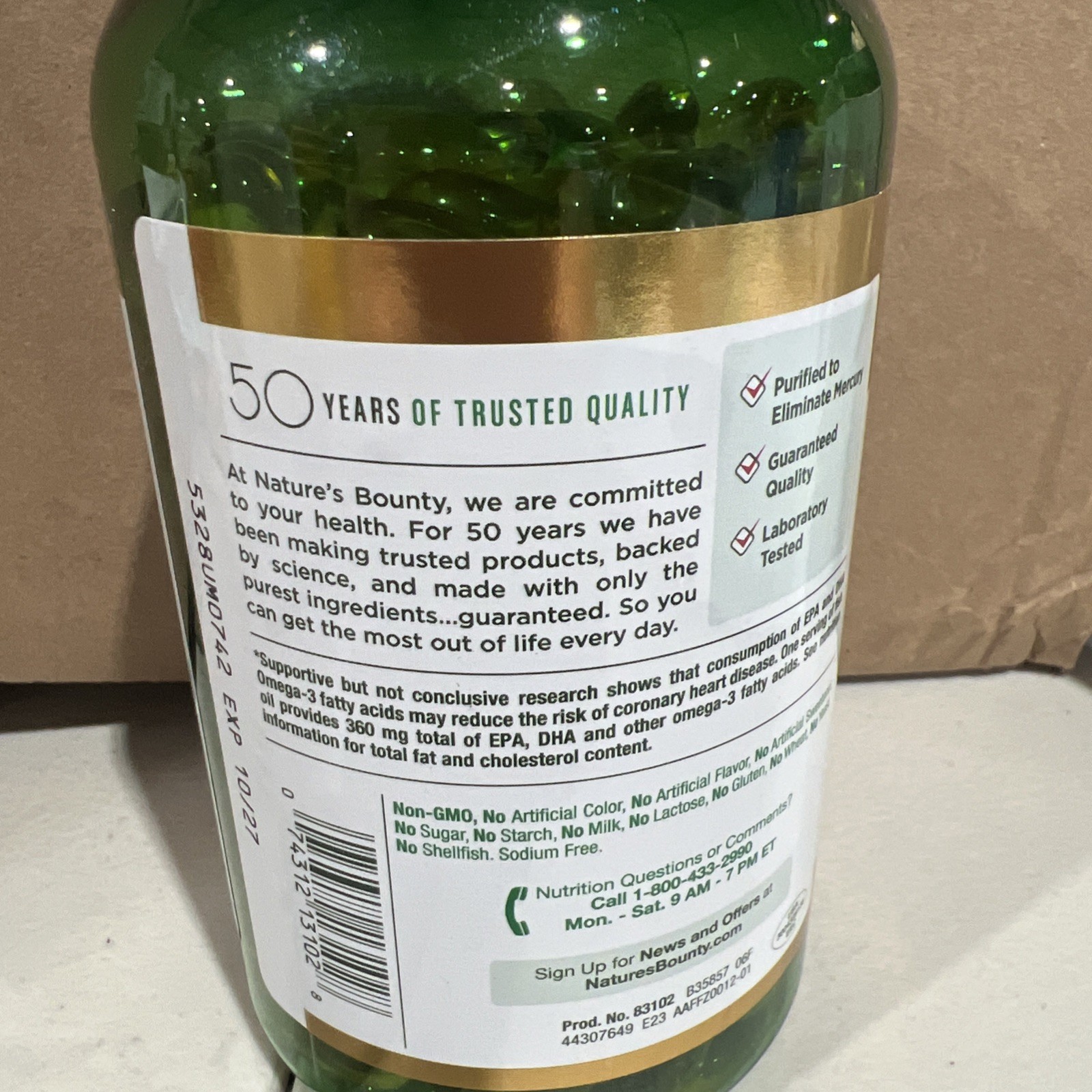 Nature’s Bounty Fish Oil 1200mg 200 Softgels Rapid Release Omega-3 Heart