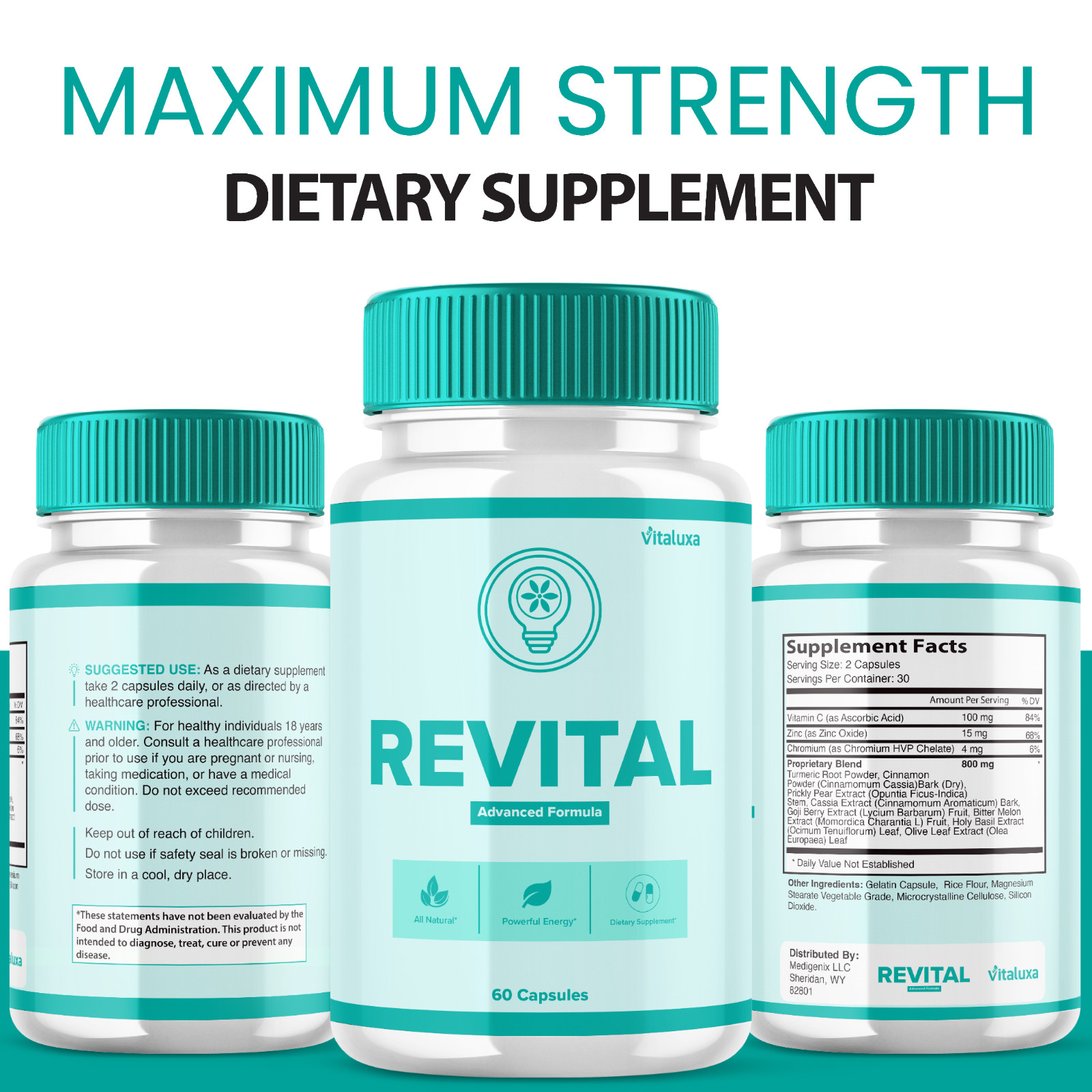 (3 Pack) Revital Capsules Formula for Health & Wellness Pills (180 Capsules)