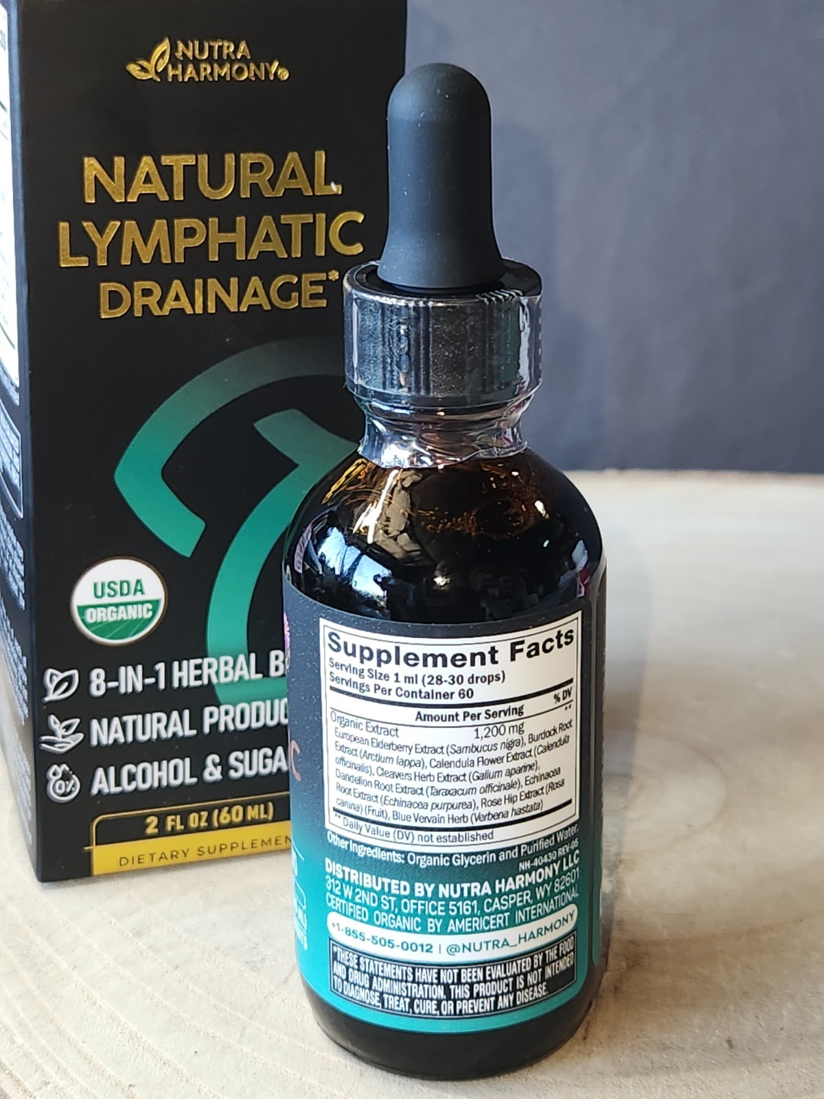 Nutra Harmony Natural Lymphatic Drainage Supplement 8-in-1 60ML Exp 4/2028