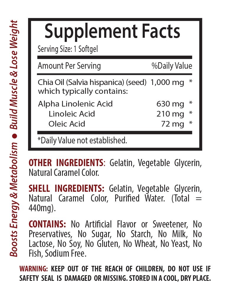 natural oils for youth – CHIA SEED OIL – omega for skin glow 1 Bottle 60 Capsule