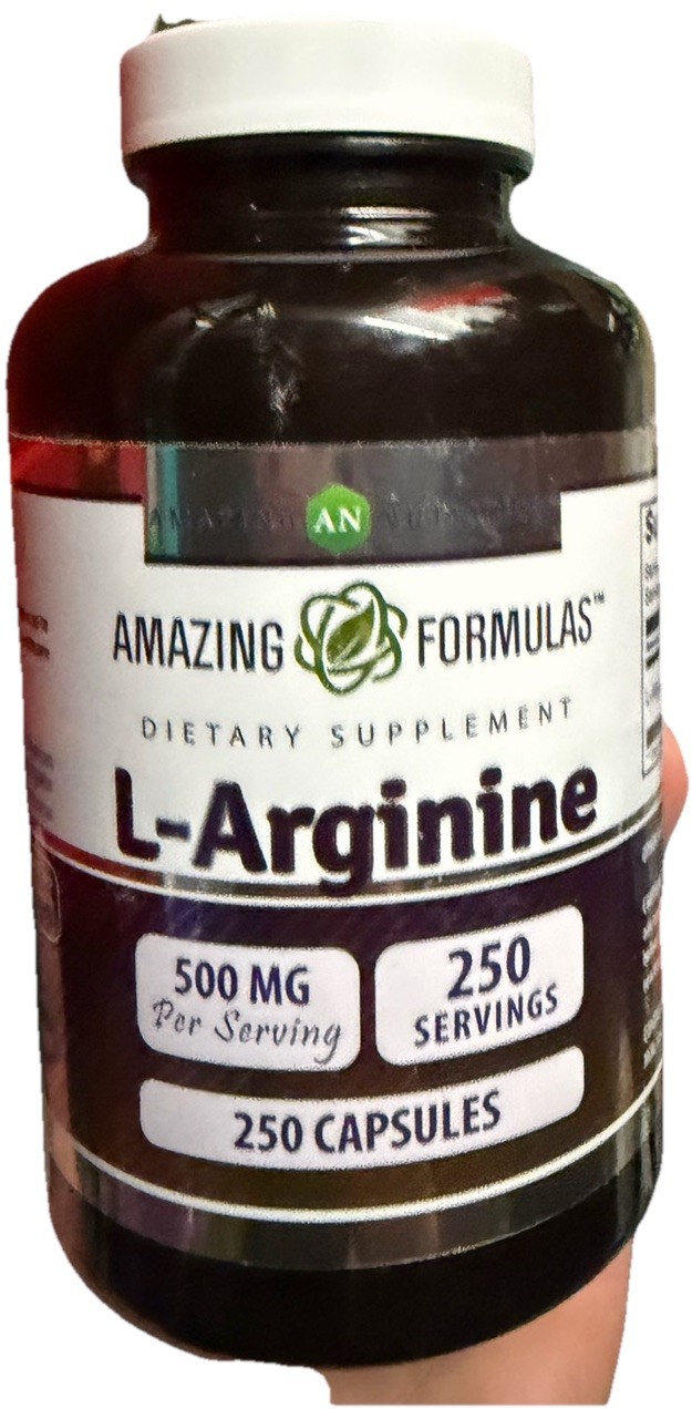 Amazing Formulas L-Arginine 500mg Capsules Amino Acid Supplement 250 Count