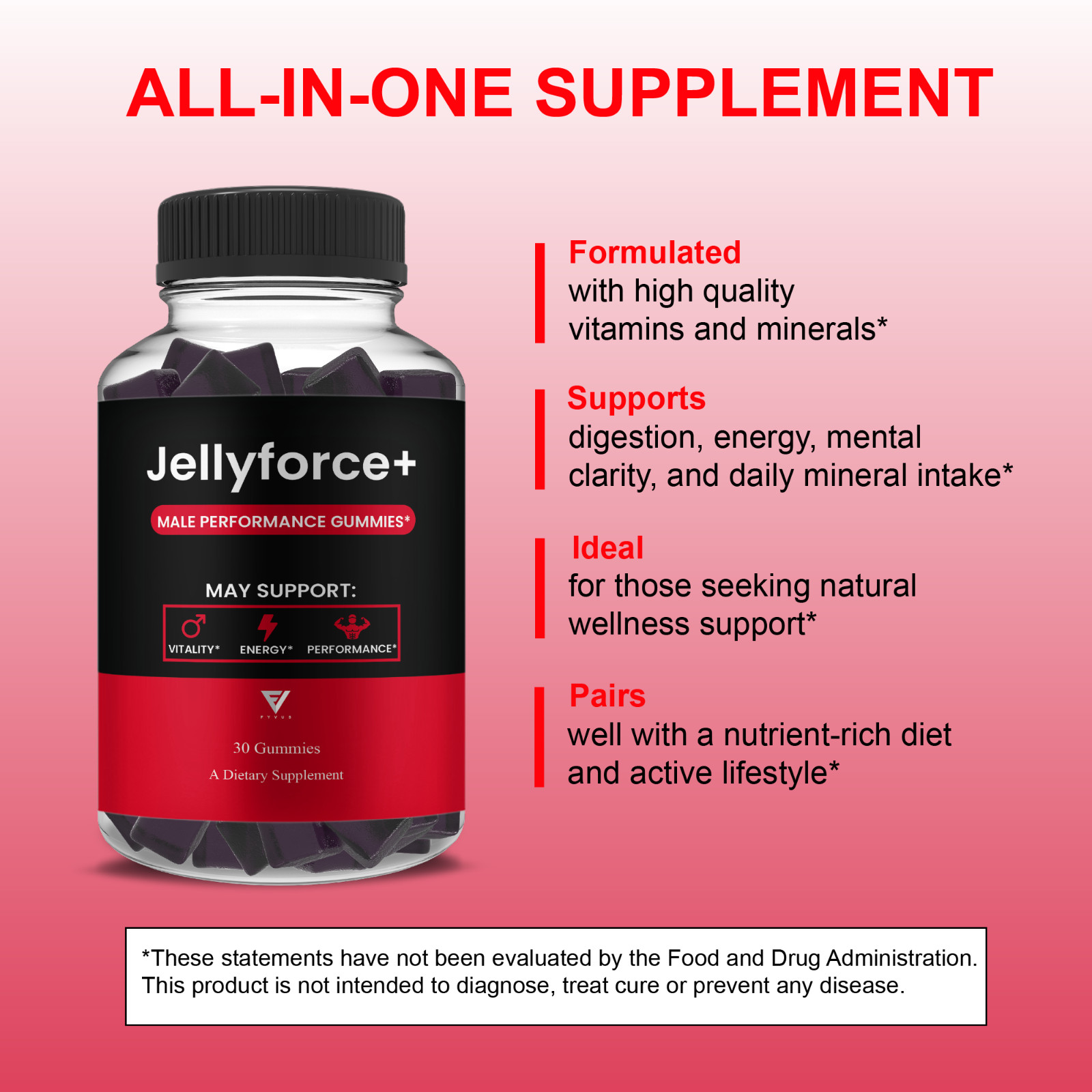 (5 Pack) Jelly Force Male Performance Gummies, JellyForce Male For (150 Gummies)