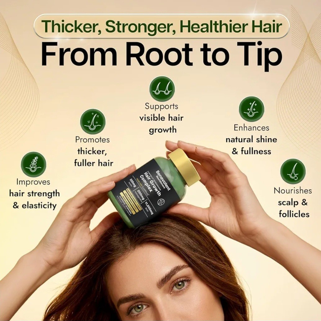 Benevolent Lustriva Hair Growth Supplement Hair Vitamins Keratin Biotin 90 Caps