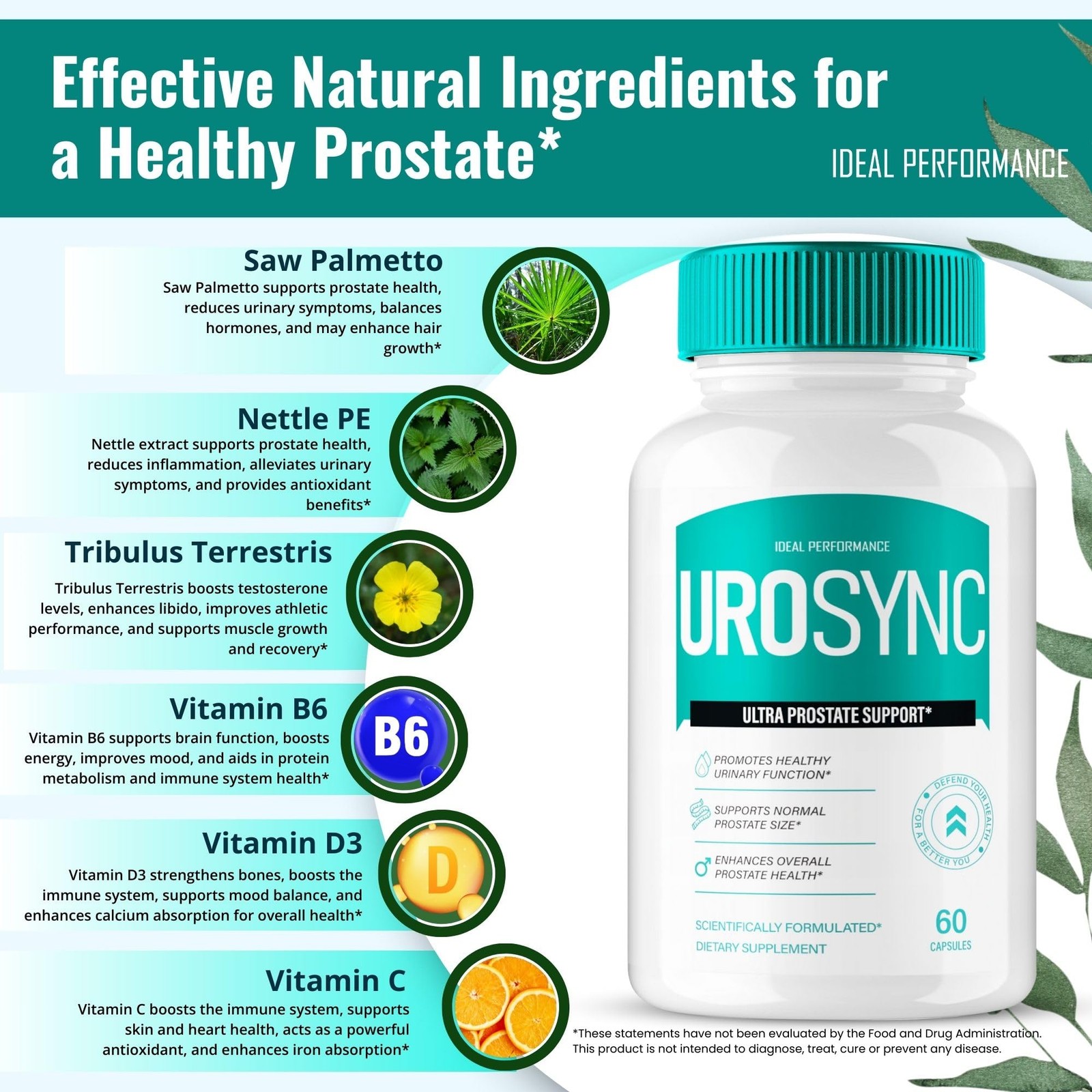 Uro Sync Prostate Health Urinary Supplement – 180 Capsules (3 Pack)