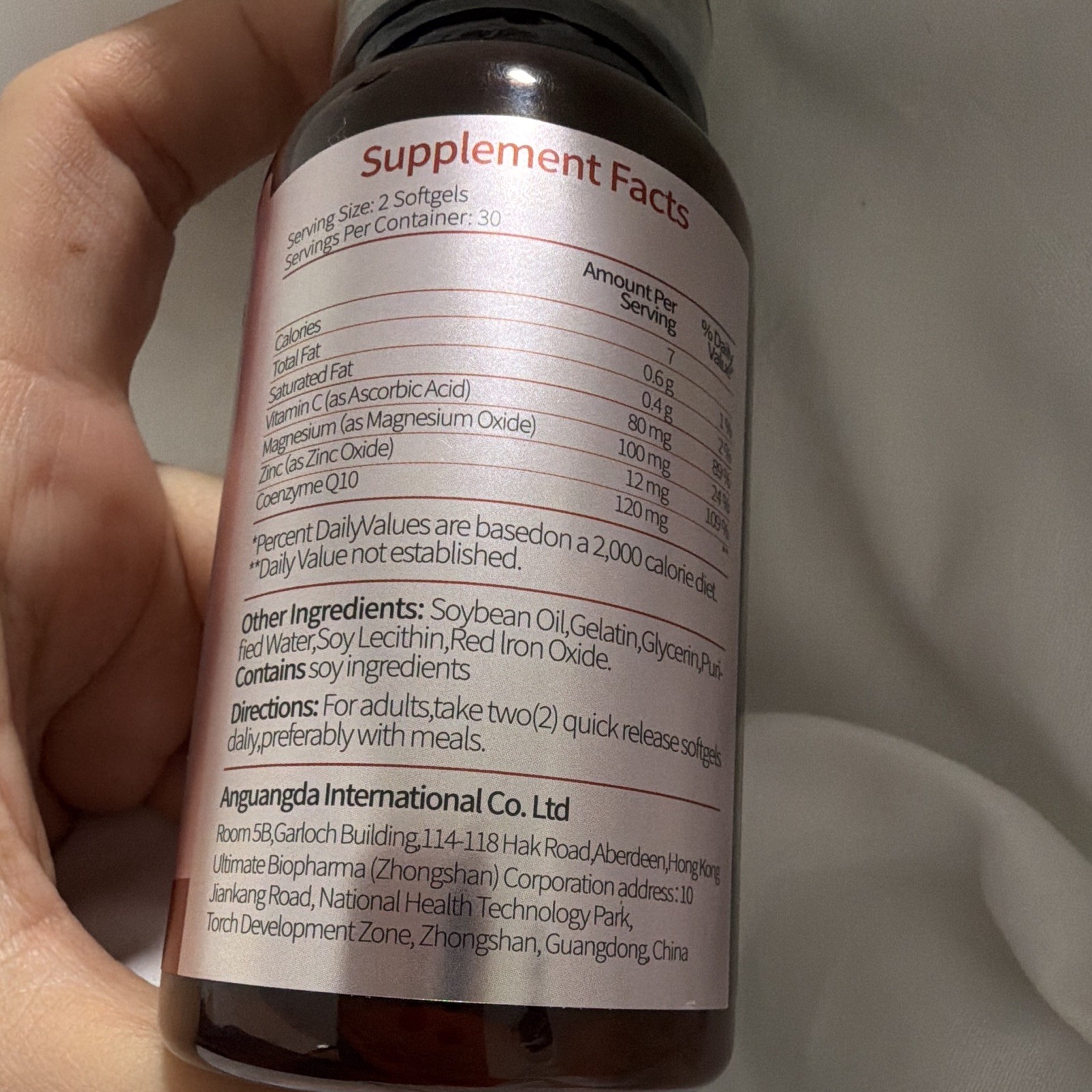 Josend CoQ10 Magnesium Vitamin C Zinc 120mg 60 Softgels Non-GMO Gluten-Free