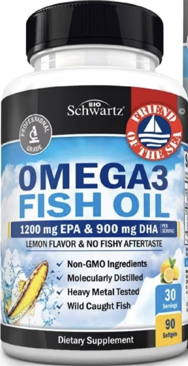 BioSchwartz Omega-3 Fish Oil 1200mg EPA 900mg DHA 90 Softgels Lemon Non-GMO