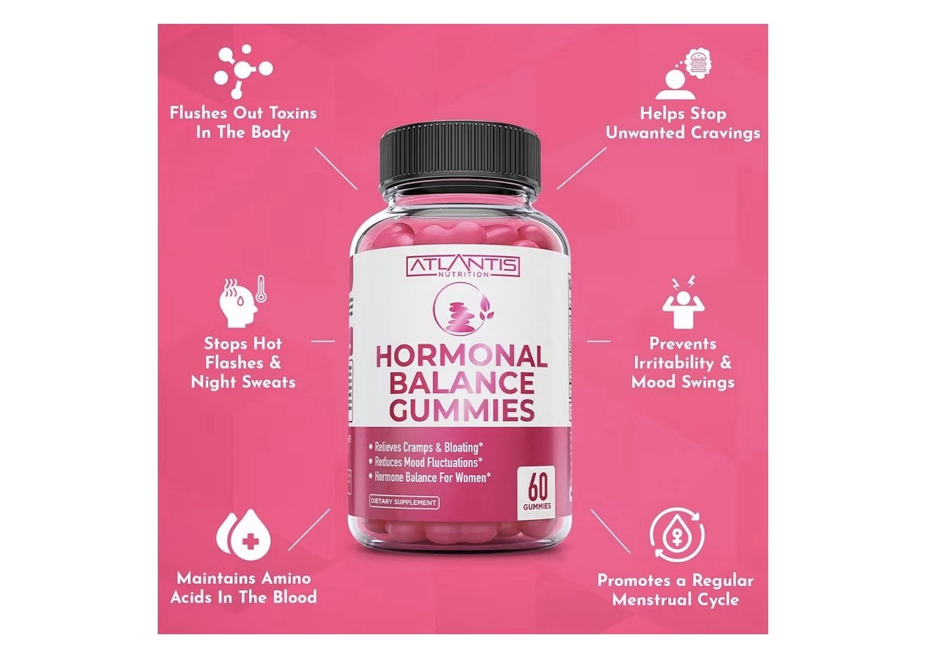Atlantis Nutrition Hormonal Balance 60 Gummies Exp 07/2027 (T-55)