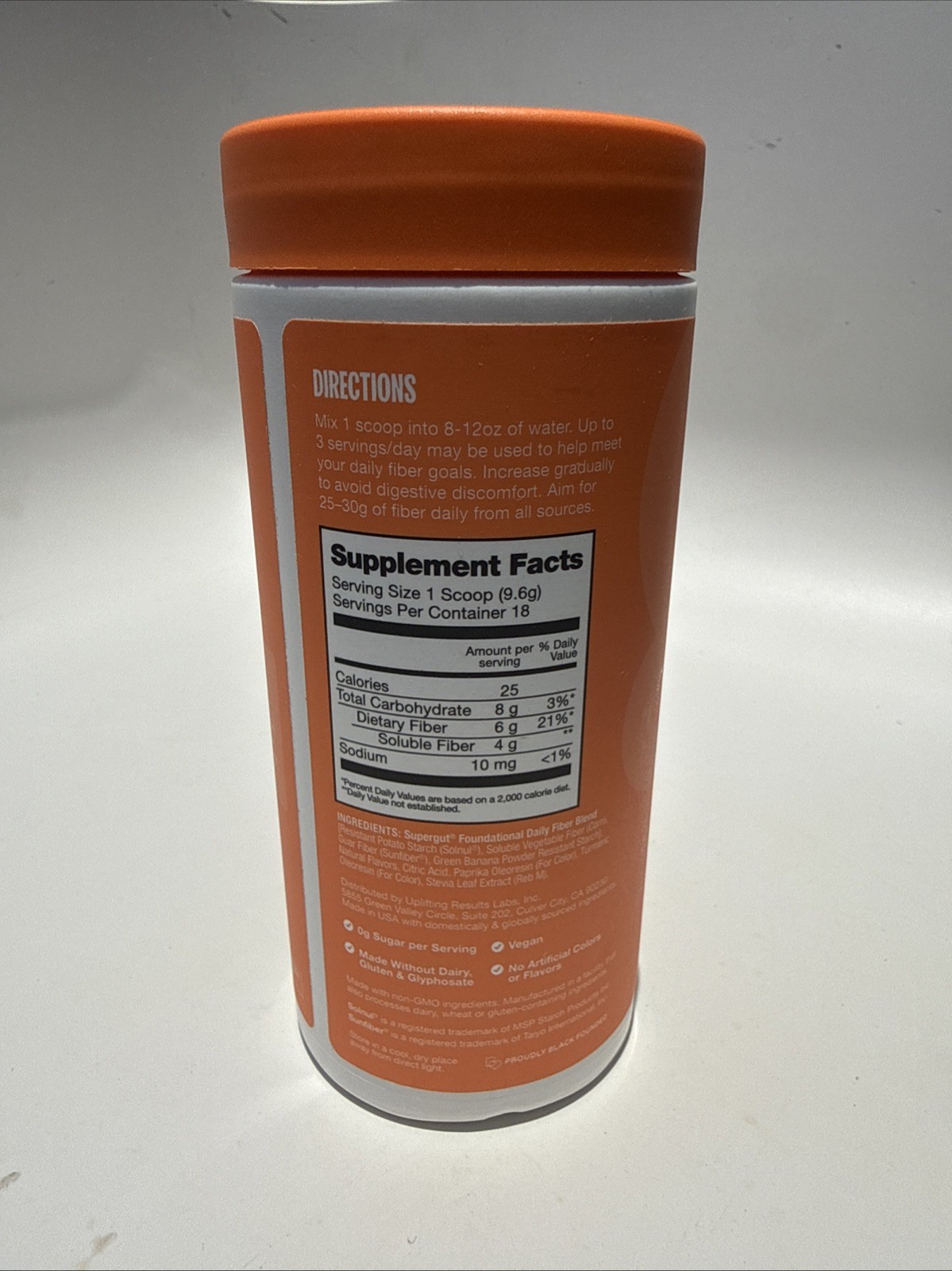 Supergut Daily Fiber Powder Peach Mango Digestive Support Vegan GF
