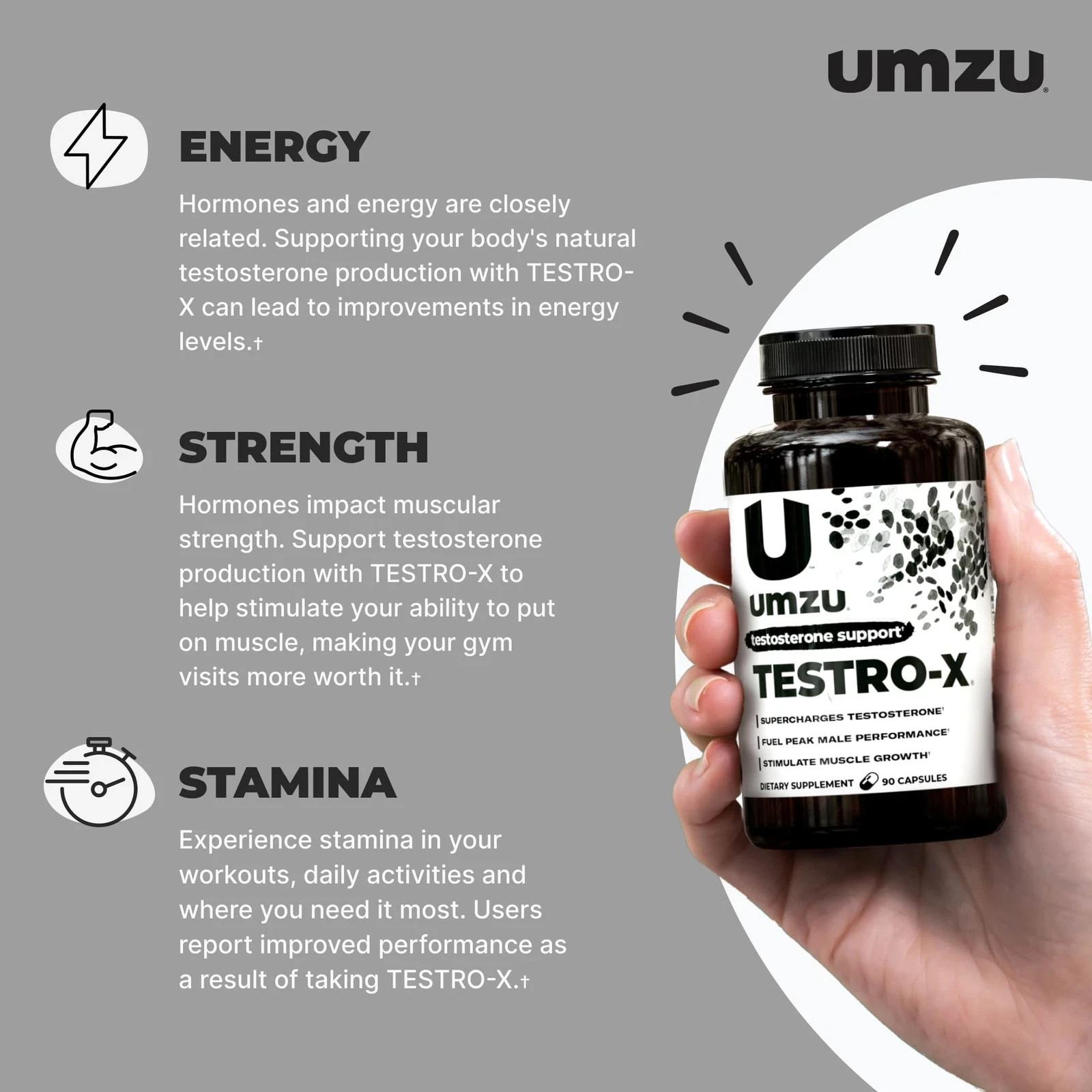 UMZU TESTRO-X – Male Testosterone Booster Support Energy Stamina EXP 10-2027