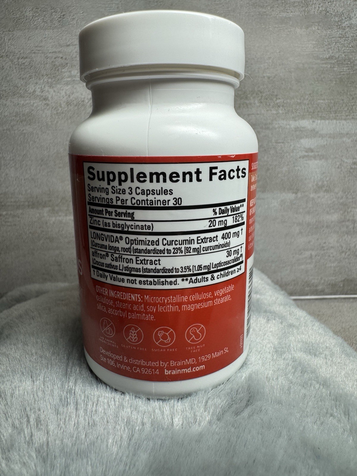 BrainMD Happy Saffron Plus Zinc Curcumin Berry 90 Capsules Exp 02/2027