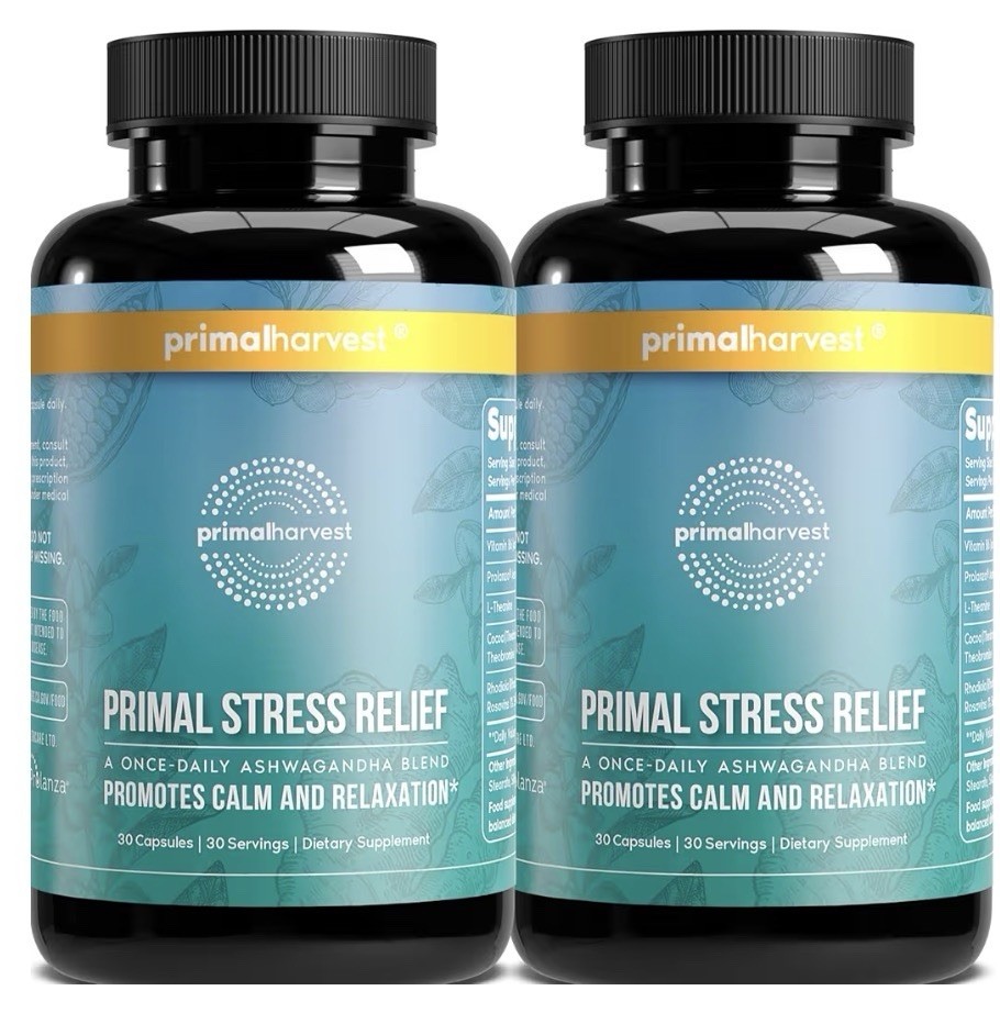Primal Harvest Stress Relief Supplement Calm Relaxation for Women & Men 2 Packs